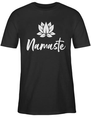 Shirtracer T-Shirt Namaste mit Lotusblüte weiß Yoga und Wellness Geschenk