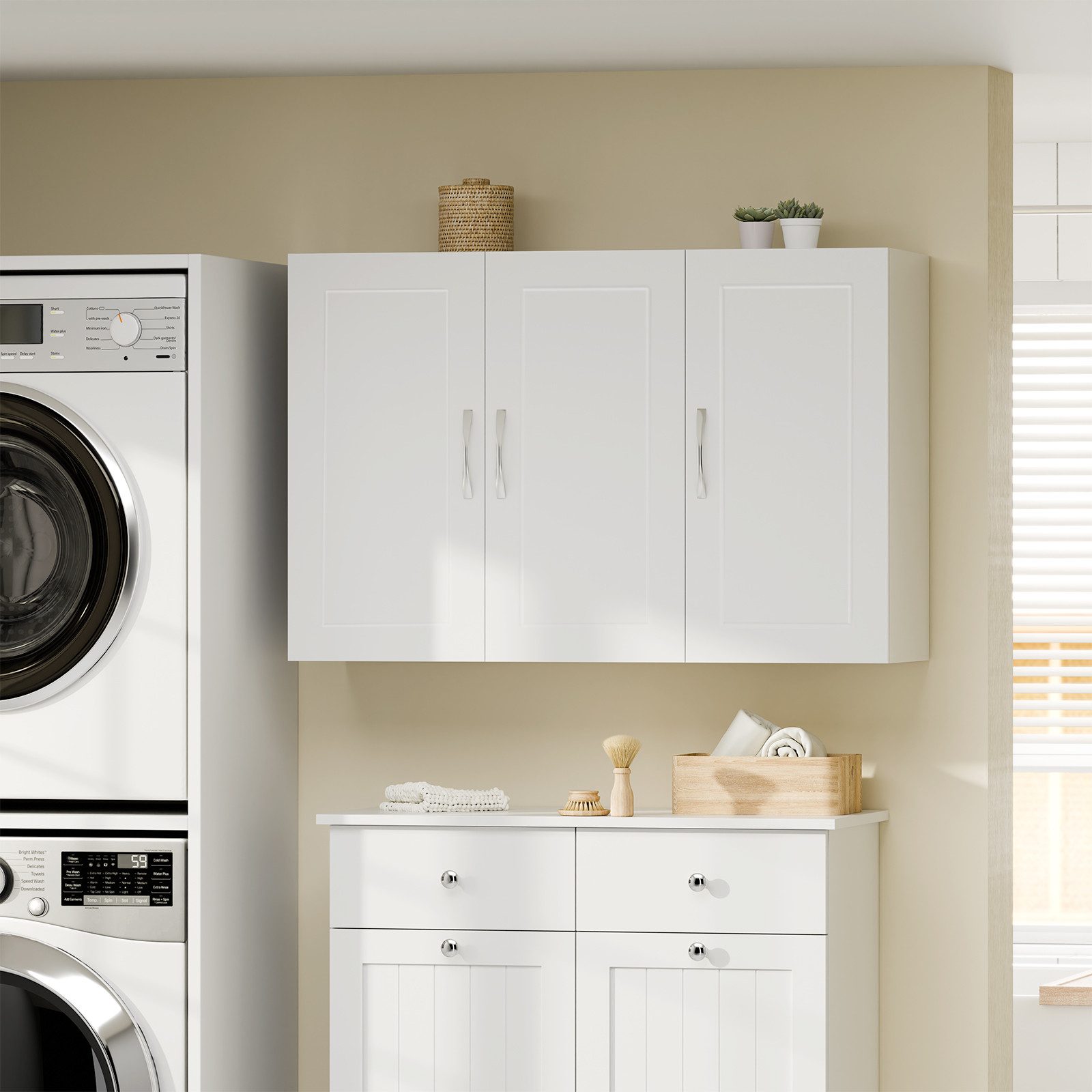 SoBuy Hängeschrank FRG231-L Badezimmerschrank Wandschrank Küchenschrank, mit 3 Türen, Bad, Küche