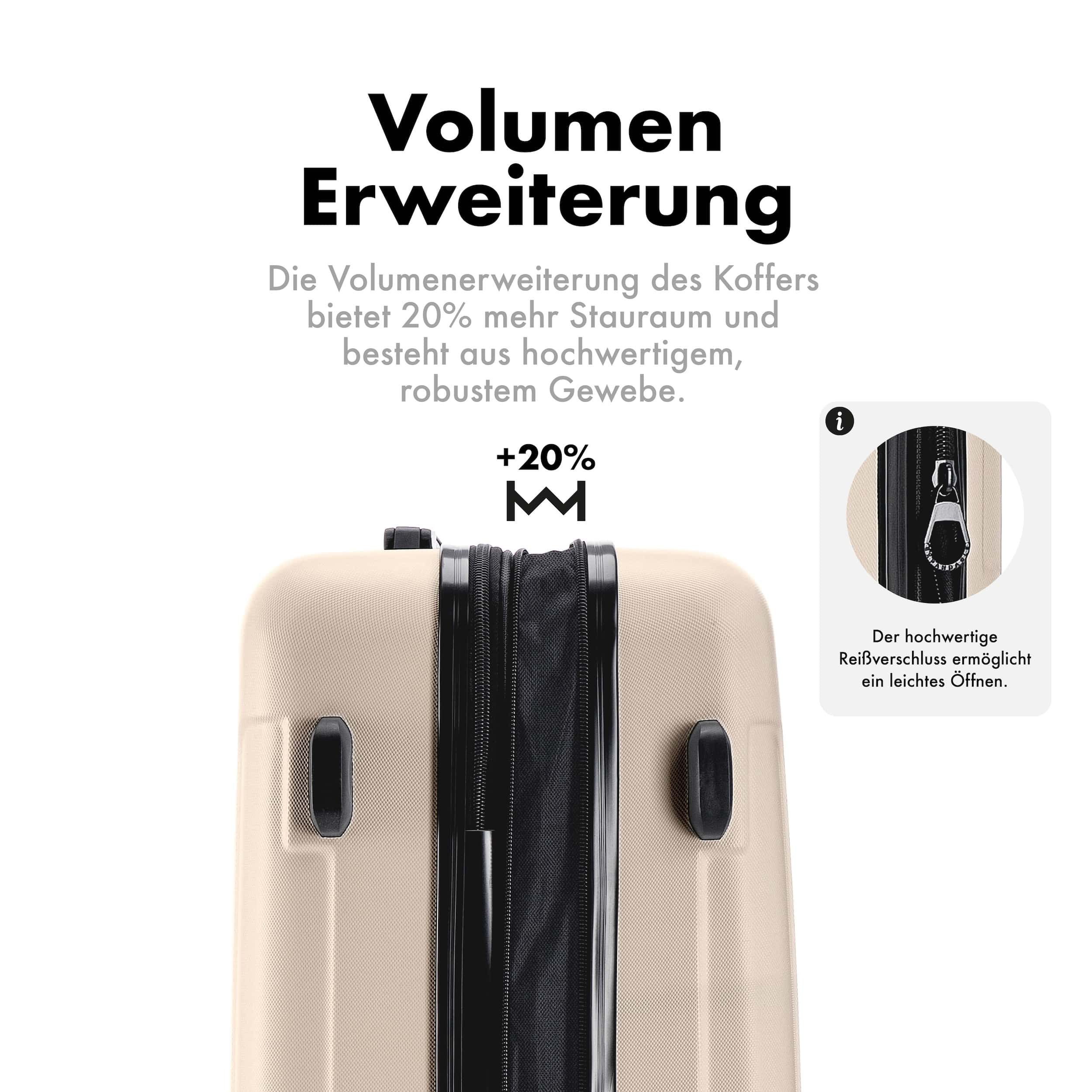Flexot Hartschalen-Trolley F-3045 (Gr. M, L, XL) – Kofferset – ABS-Hartschale, 4 Rollen, Robuster und moderner Koffer mit vier 360° Rollen und Zahlenschloss