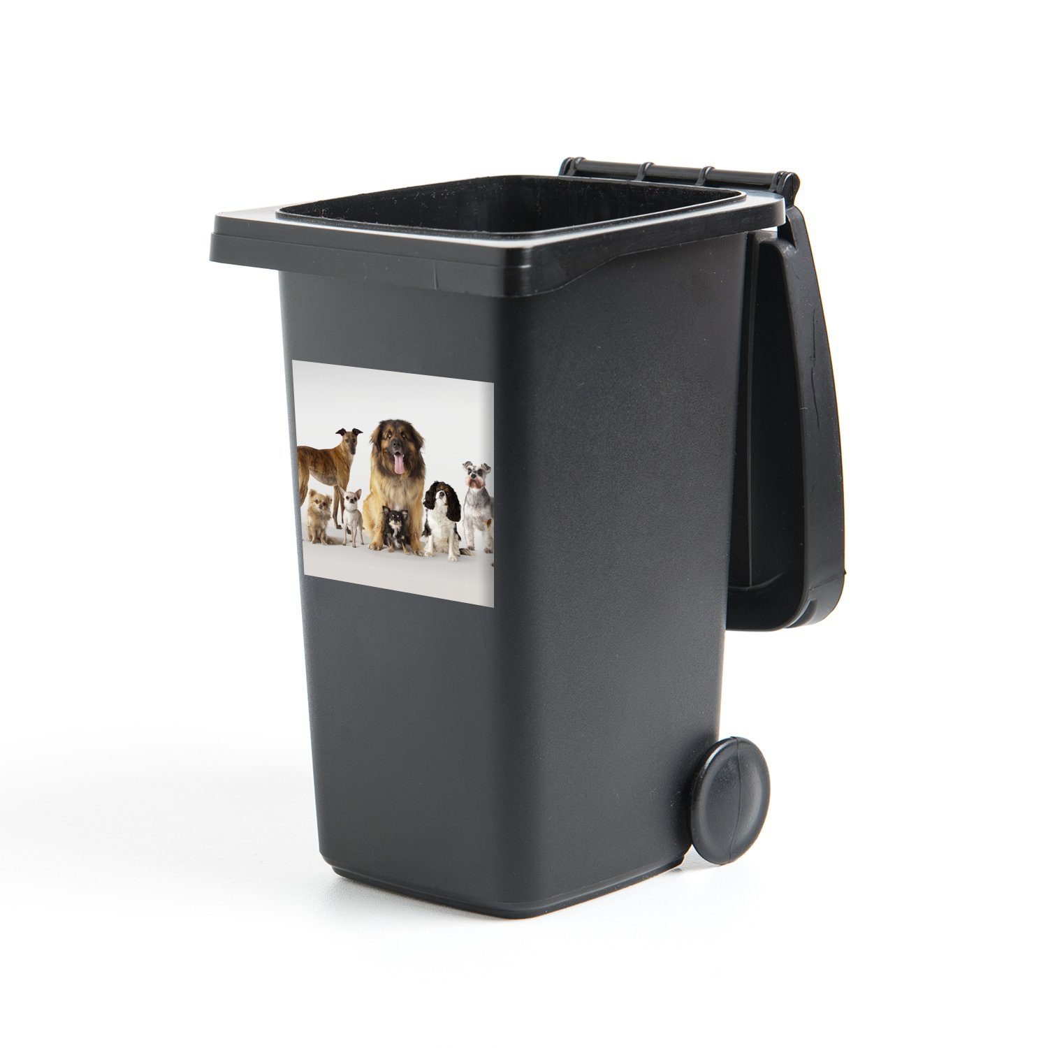 MuchoWow Wandsticker Gruppenbild von Hunden (1 St), Mülleimer-aufkleber, Mülltonne, Sticker, Container, Abfalbehälter