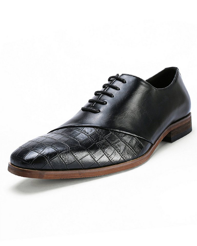 Allthemen Schnürschuh Herren Business Schnürschuhe mit Krokoleder-Optik Spitzkappe