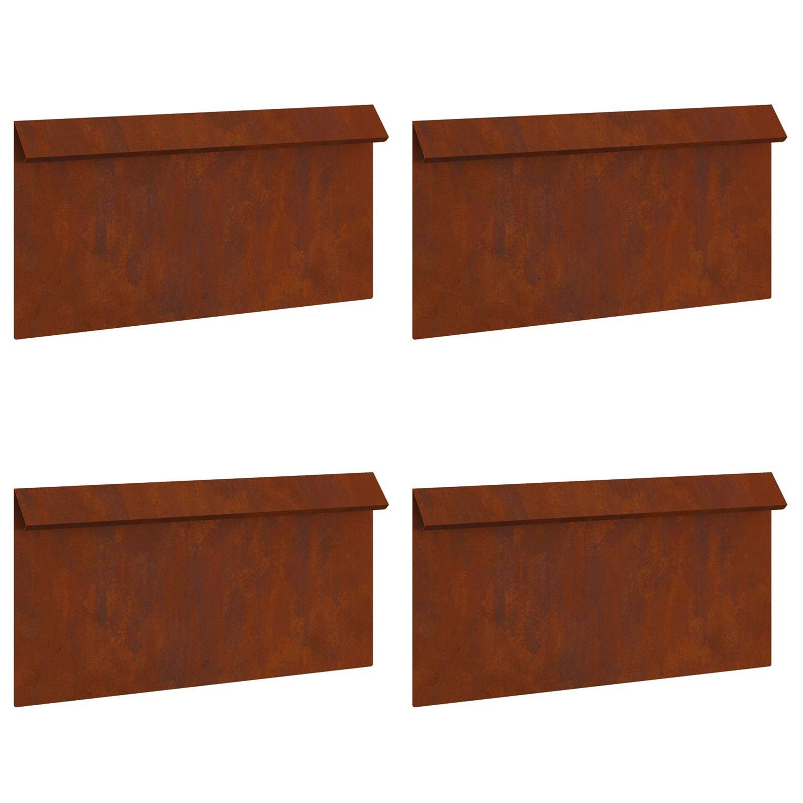 vidaXL Beetumrandung Schneckenzaun 4 pcs 50 x 3,5 x 25 cm Wetterfeststahl Rostig