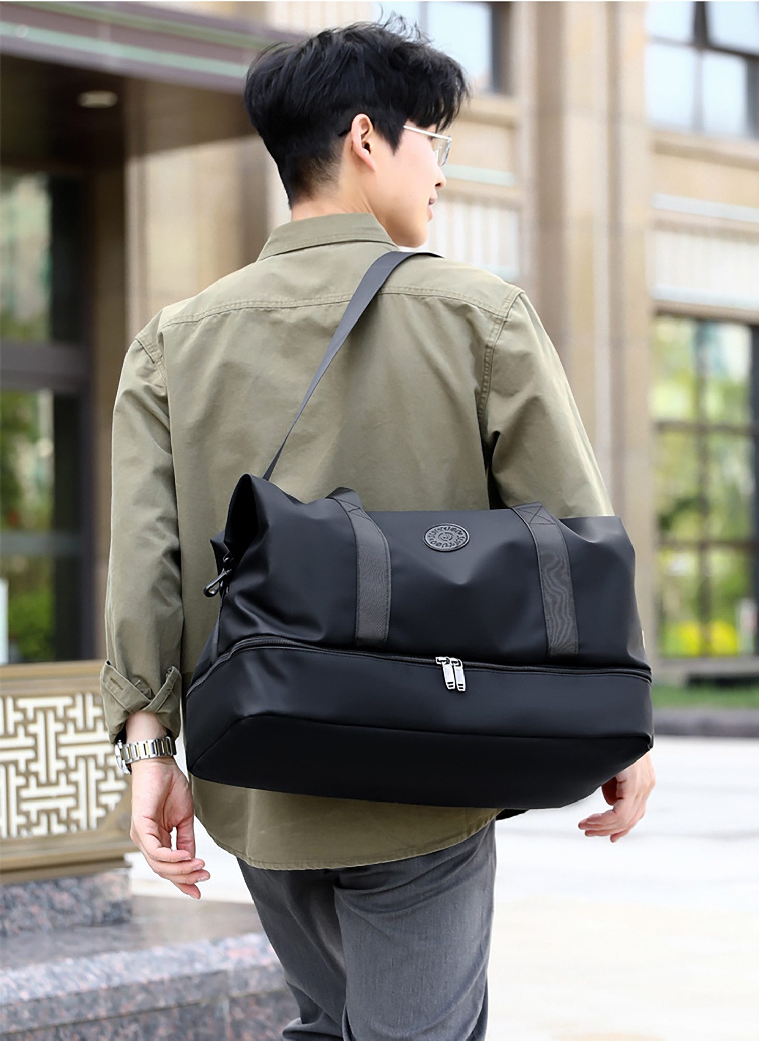ibettertec Reisetasche Fitnesstasche,Sporttasche,Große Umhängetasche mit Schuhfach&Nassfach (Atmungsaktiv, wasserdicht, verschleißfest, großes Fassungsvermögen), Schultergurt, für Yoga, Schwimmen, Tourismus, Fitness