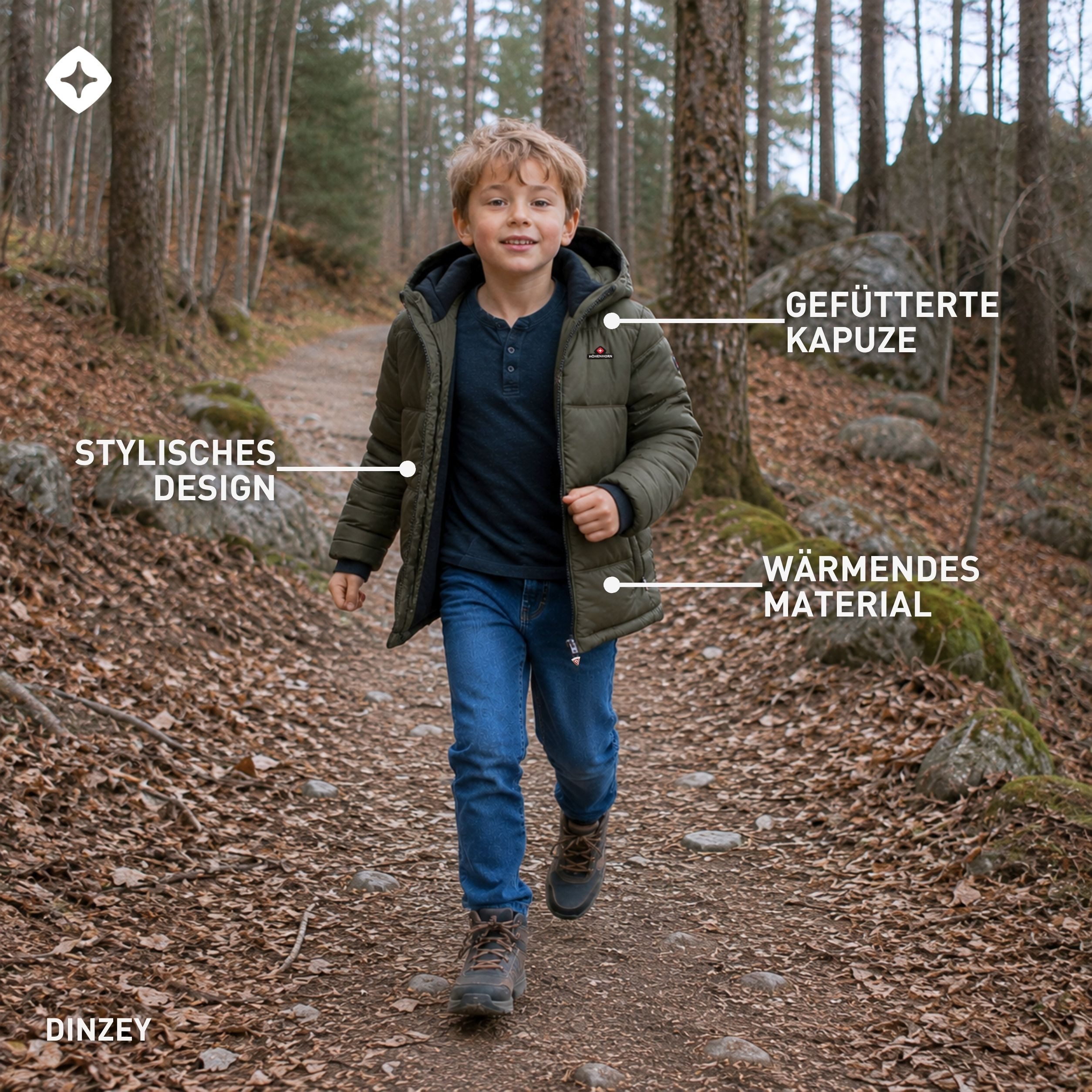 Höhenhorn Winterjacke Dinzey Kinder Winter Jacke Jungen Steppjacke Gefüttert – Bild 5 von 5