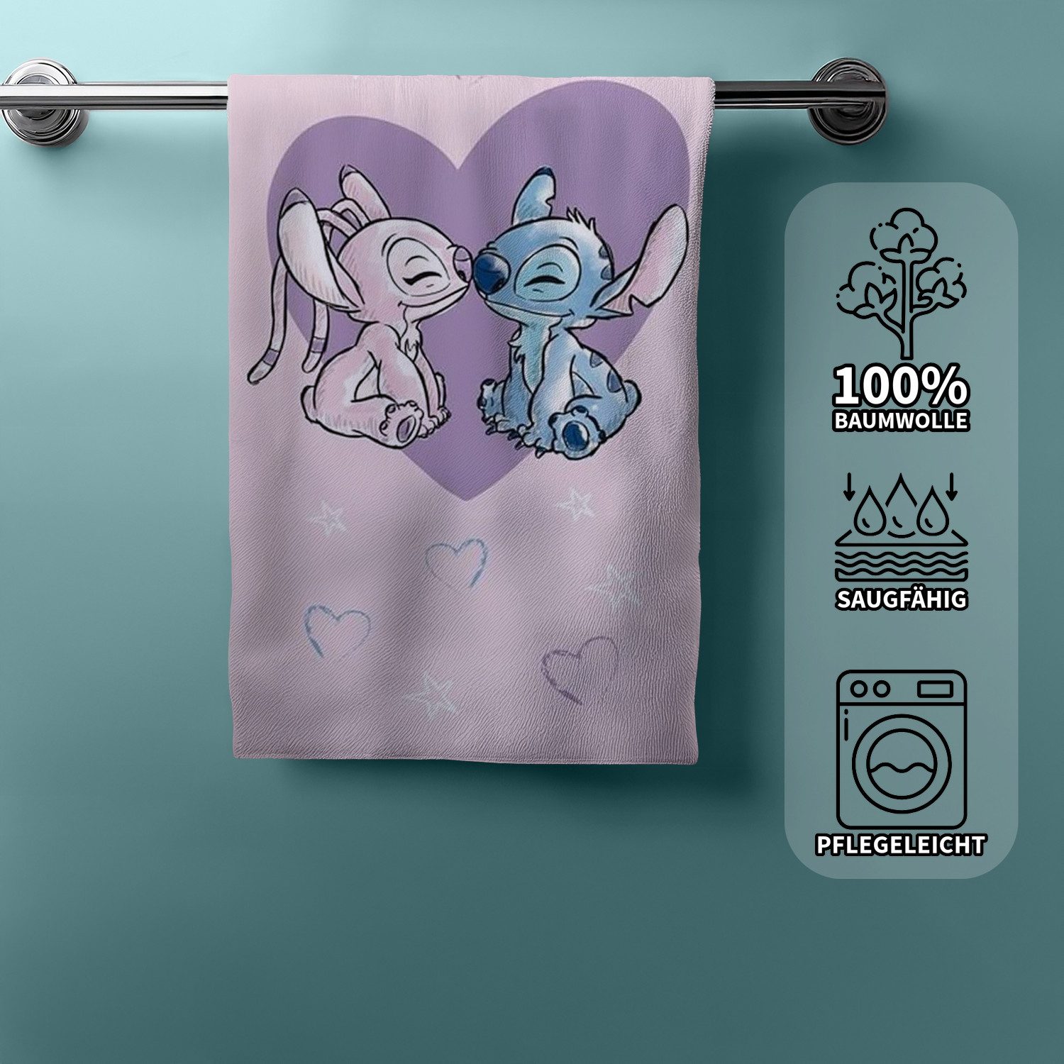 Jerry Fabrics Handtücher Disney LILO & STITCH Duschtuch Strandtuch Badetuch 70 x 140 cm, (1 Duschtuch, 1-St), Langlebig