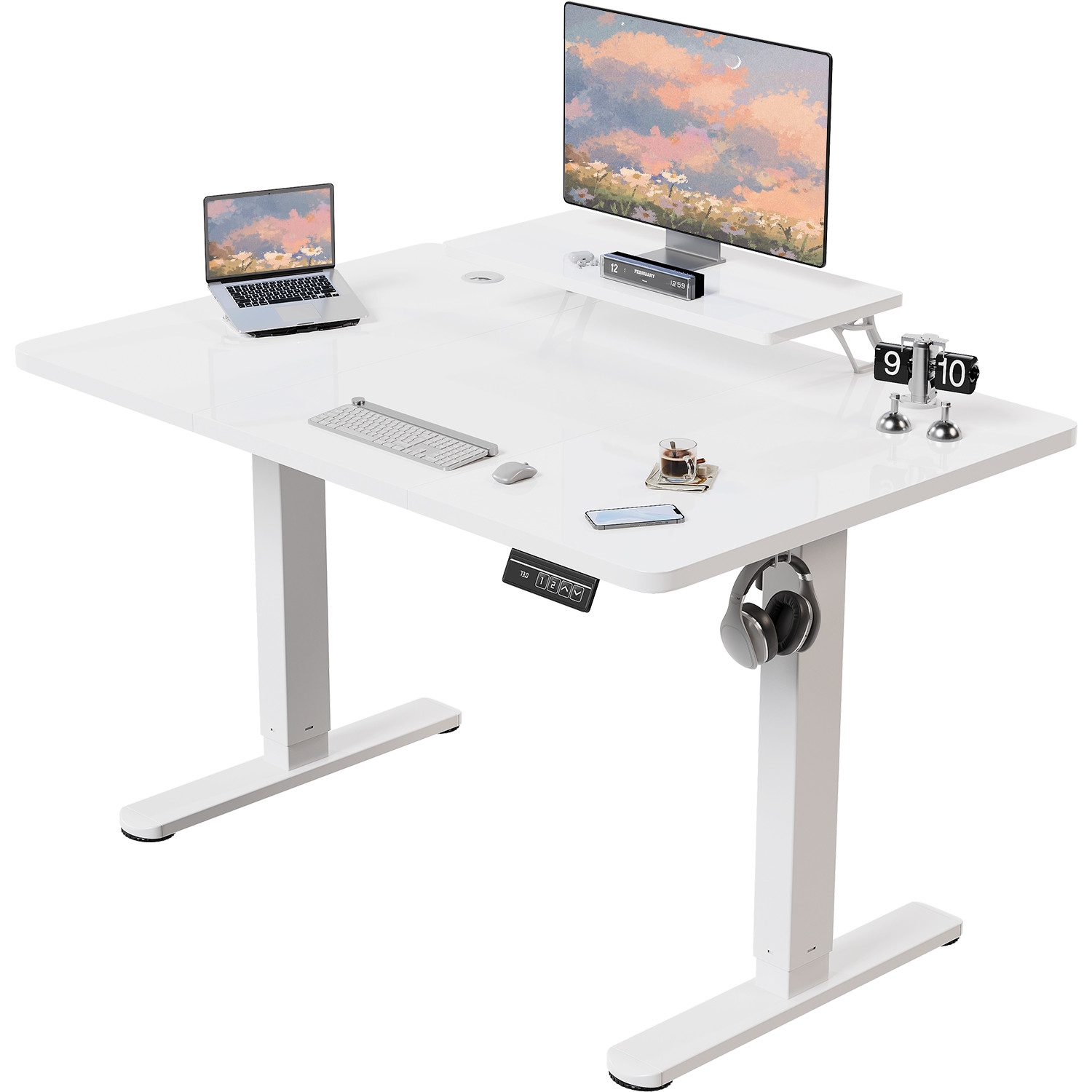 HOMALL Schreibtisch Höhenverstellbarer Schreibtisch mit Monitorständer 120/ günstig online kaufen