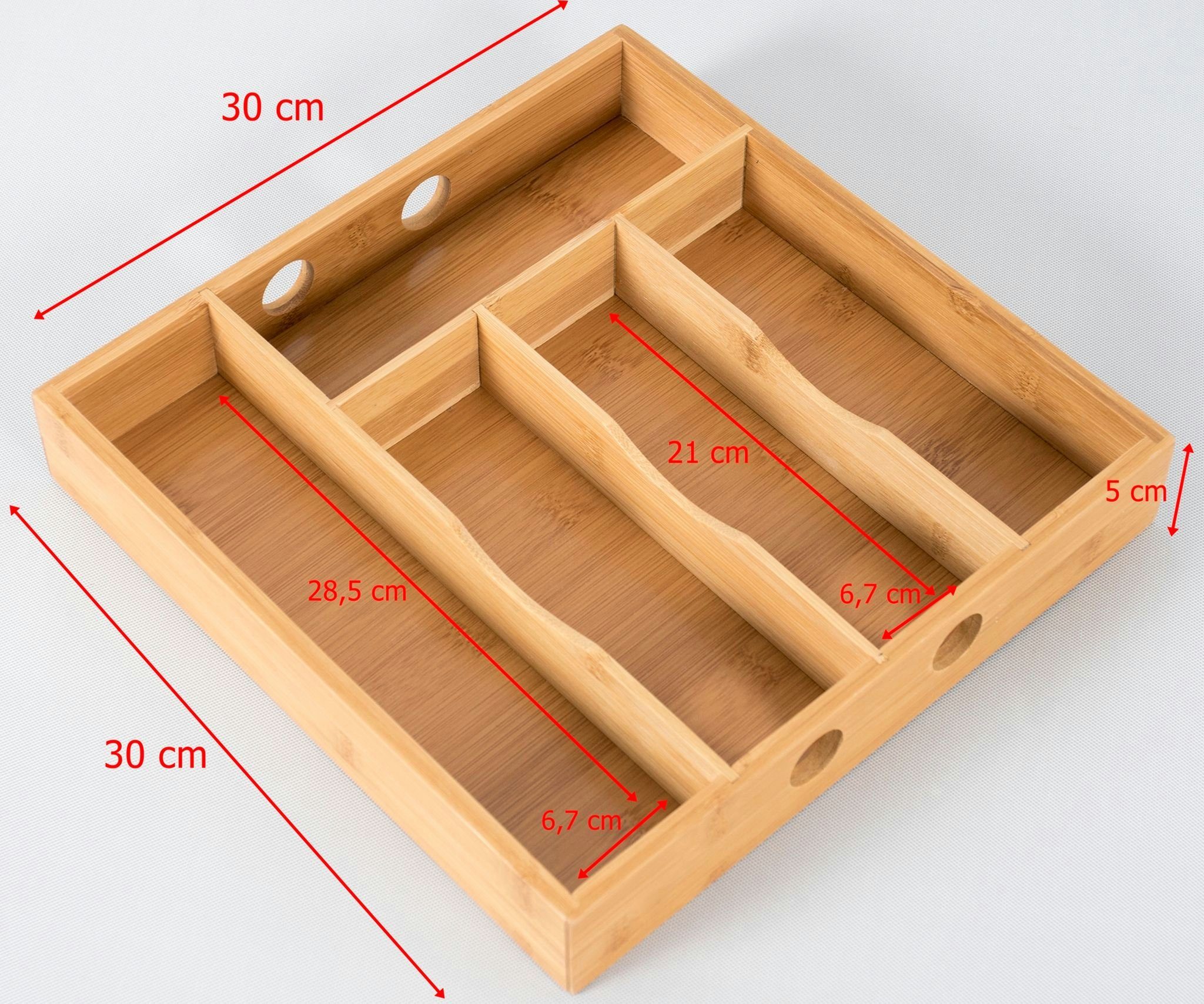 St), Schubladen 30x30x5cm, (2 braun elbmöbel Besteckkasten Besteckeinsatz natur passend für Geschirrkasten 5-Fächer