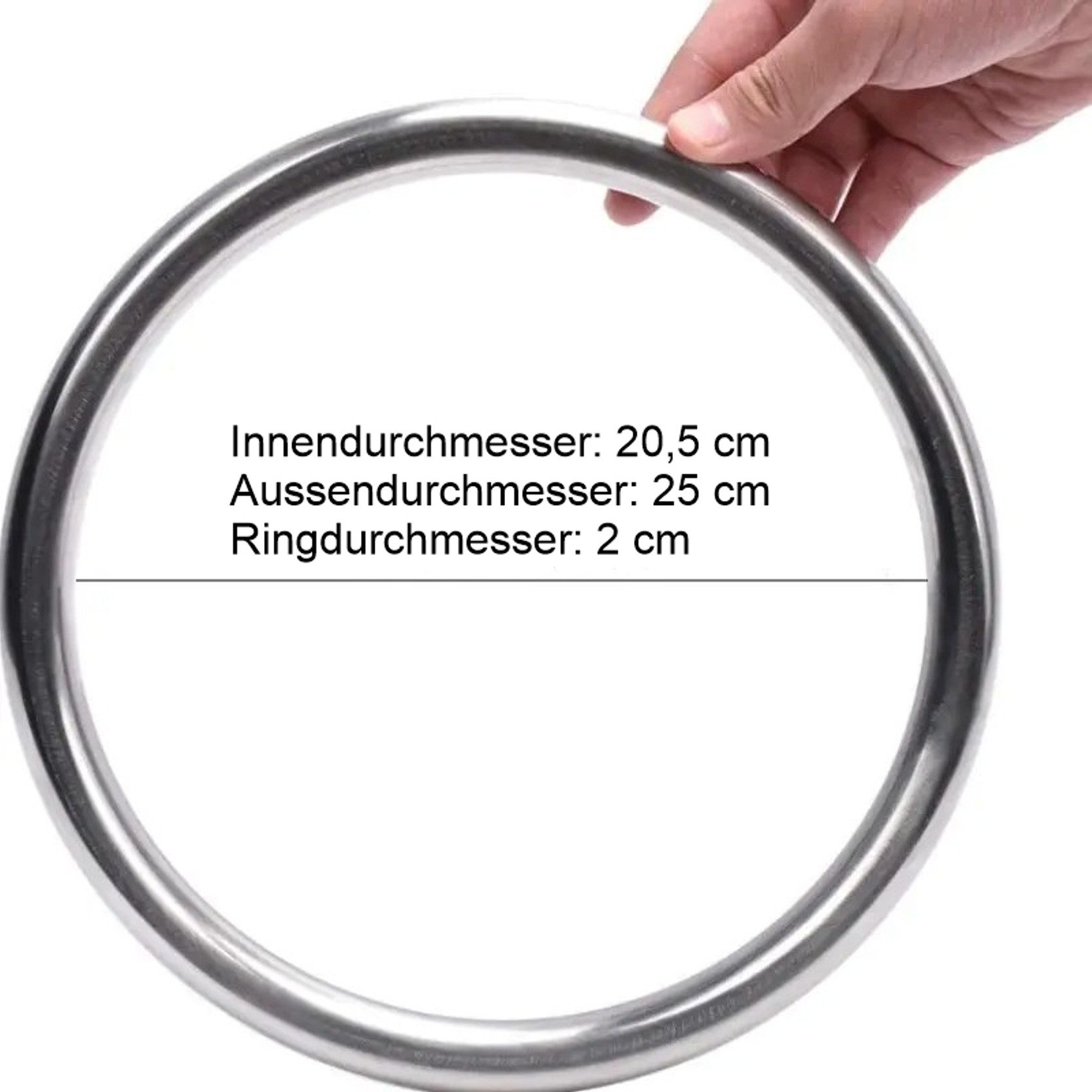 BAY-Sports Trainingsring Metall Ring Wing Tsun Kung Fu Tai Chi Sau Übungsring Edelstahl (Kung Fu Training, Stück), Durchmesser innen 20,5 cm, Silber Steel, Für Grifftechnikübungen