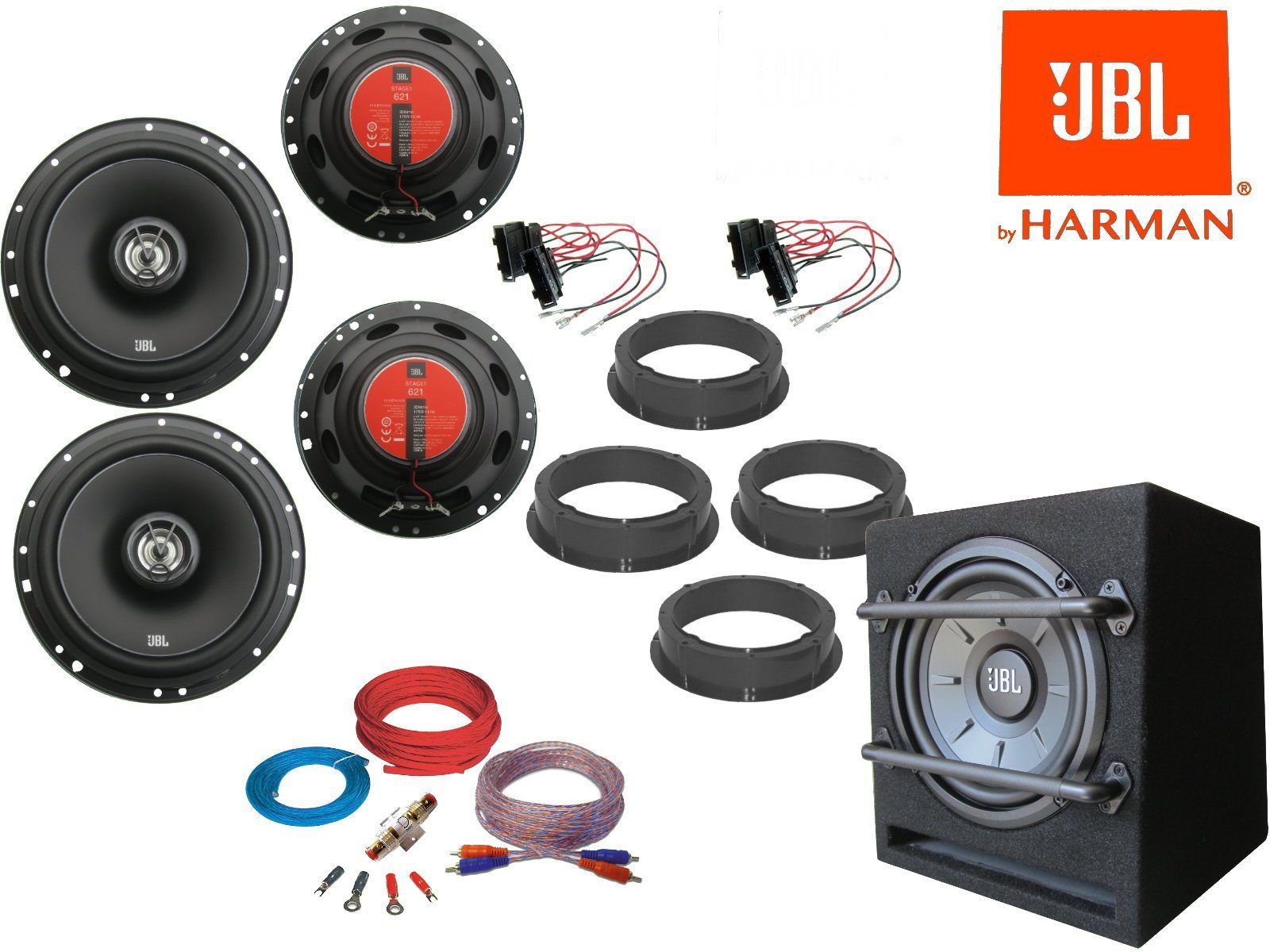 DSX für VW Golf IV 4 JBL Set Tür vorn und hinten aktiv Subwoofer Auto-Lautsprecher (550 W)