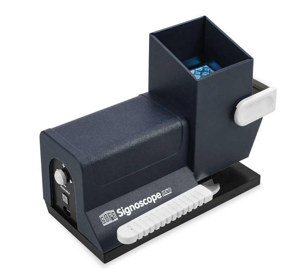 Safe-Album Signoscope PRO Auf- und Durchlichtmikroskop (Aufdeckung von Fälschungen, Reparaturen & Papierunregelmäßigkeiten)