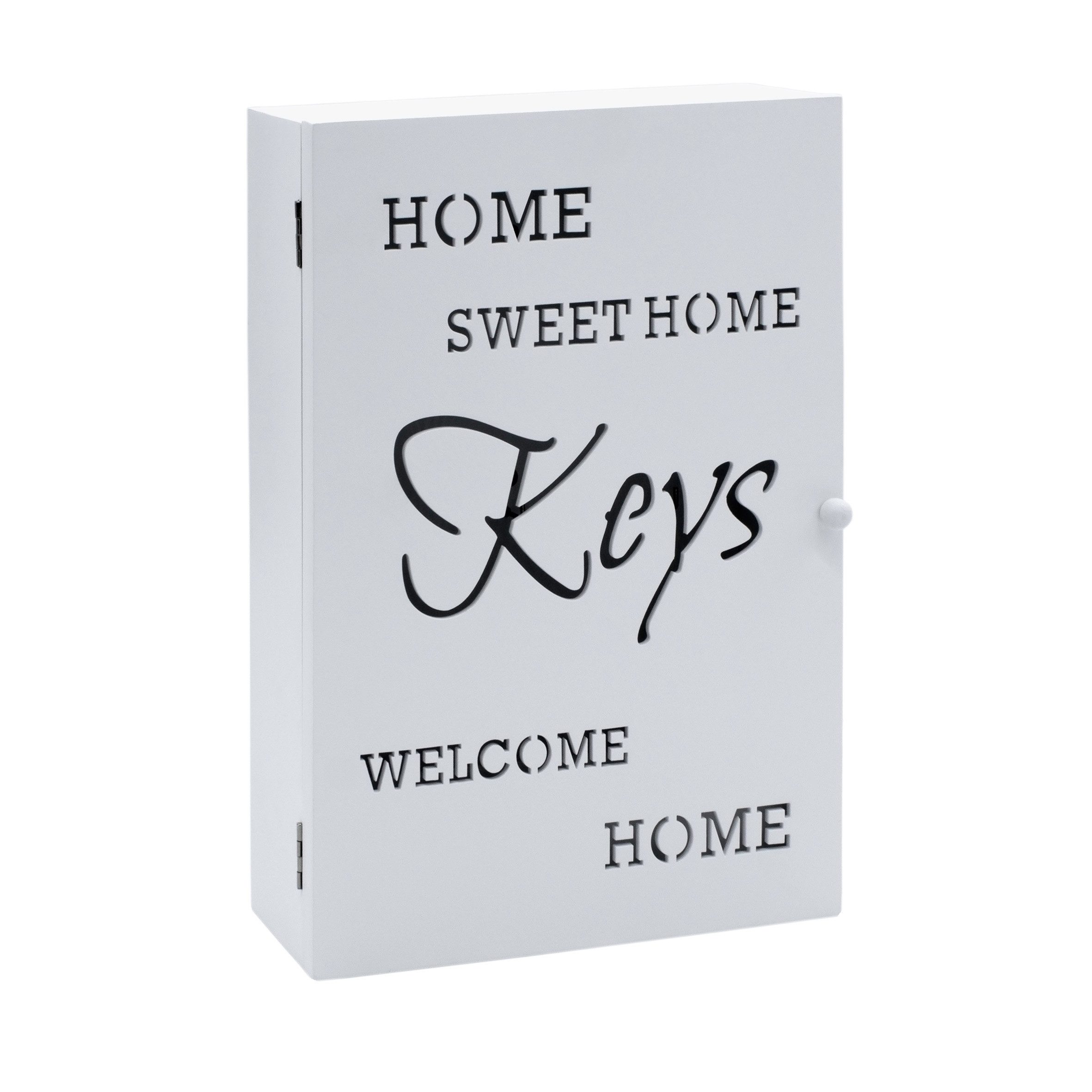 Spetebo Schlüsselkasten Holz Schlüsselkasten weiß mit 6 Haken - 32 x 22 cm günstig online kaufen