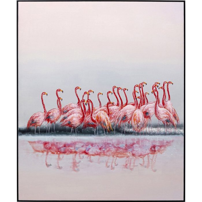 KARE Dekoobjekt Leinwandbild Dating Flamingos 100x120