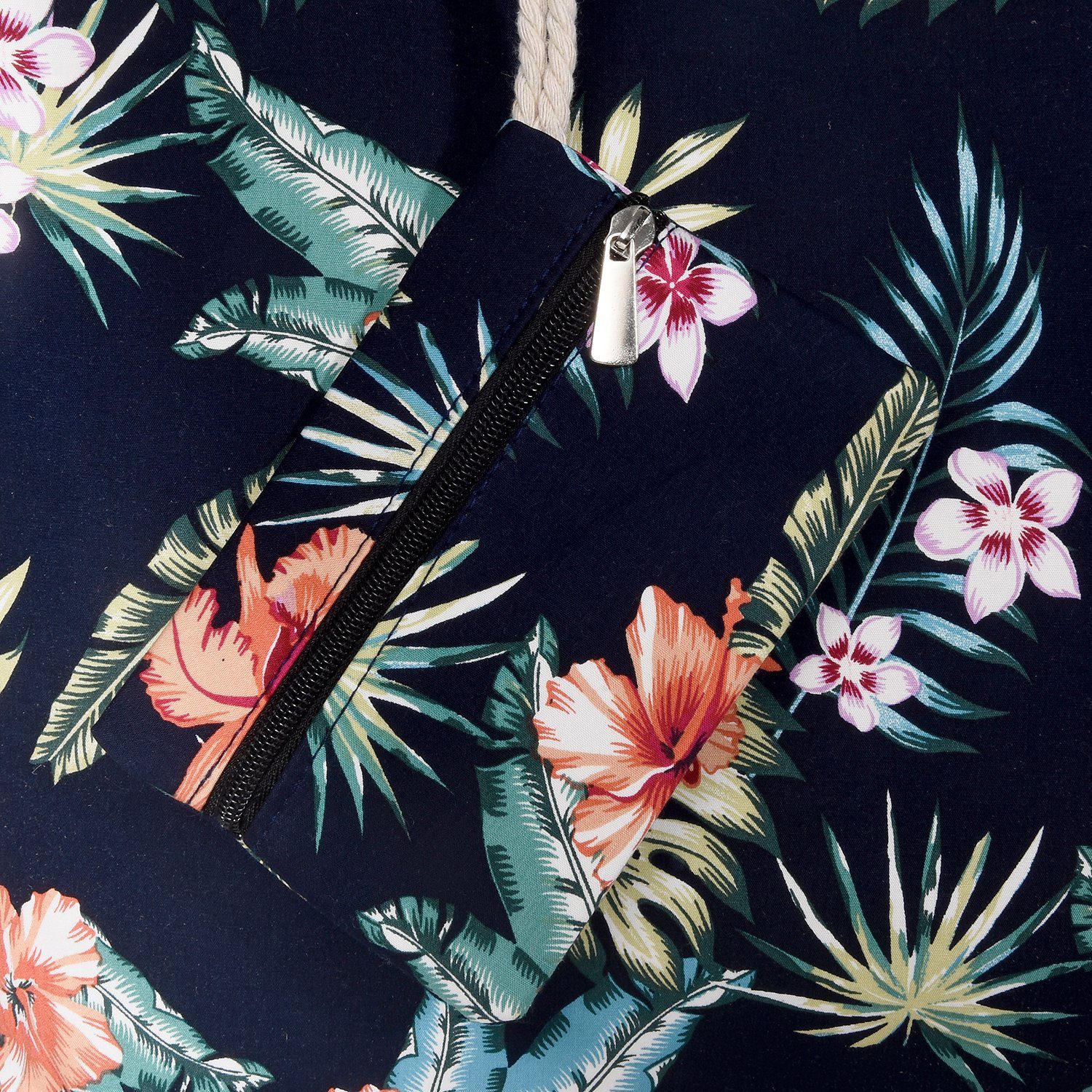 wasserabweisende kleinem Große mit DonDon Tasche Reißverschluss, (2-tlg), Beutel inkl. Flower Strandtasche, Hawaiian Shopper Strandtasche