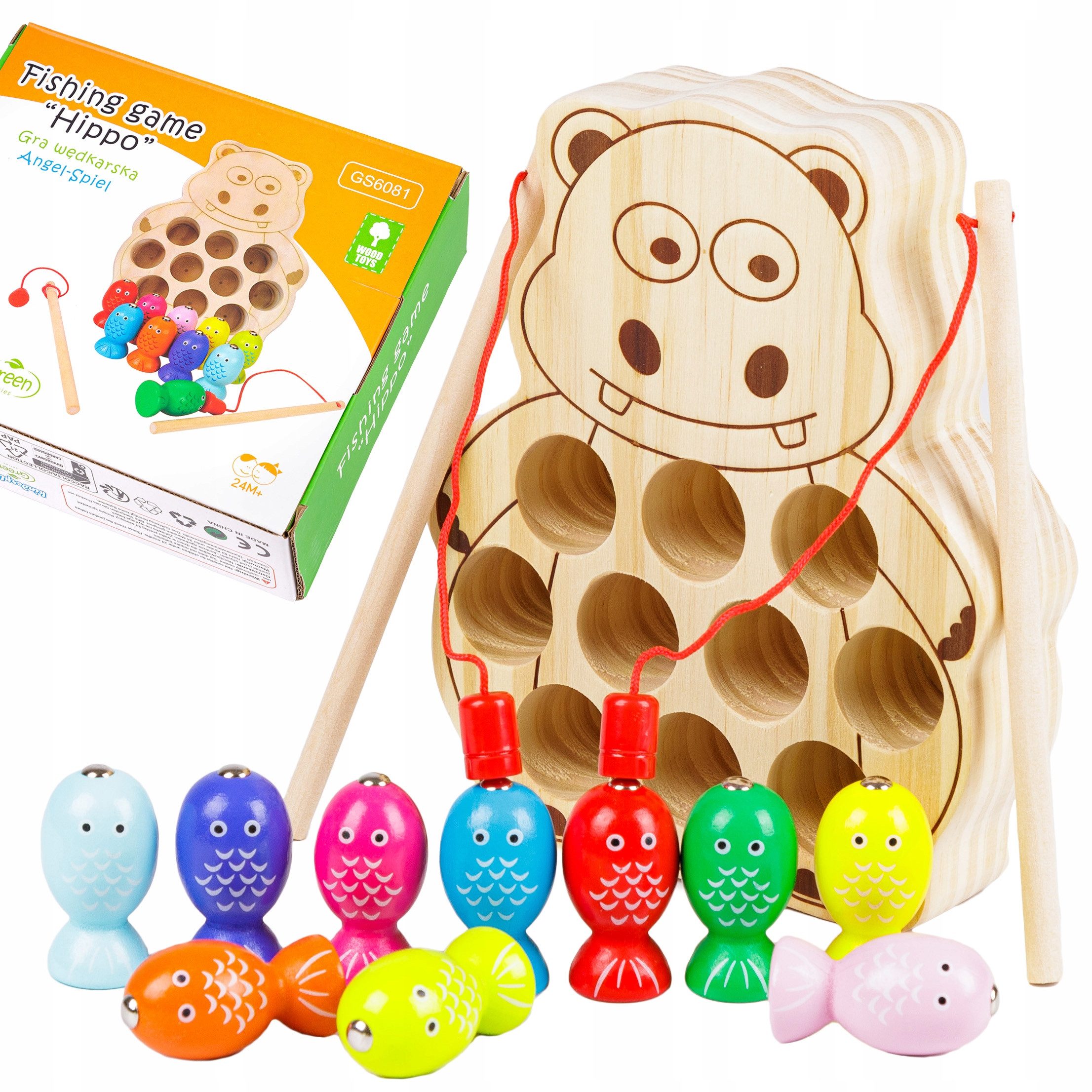 Green Series Spiel Holz Angelspiel Hippo – magnetische Lernspiel für Kinder – Spielspaß