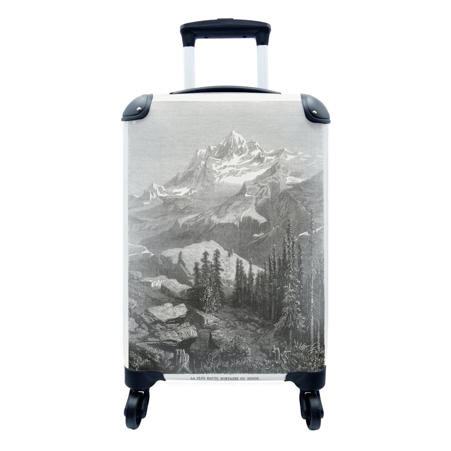 Eine dem mit MuchoWow für 1877, Handgepäckkoffer aus 4 antike Reisekoffer Ferien, Trolley, Rollen, Illustration Handgepäck Jahr rollen, Mount des Reisetasche Everest