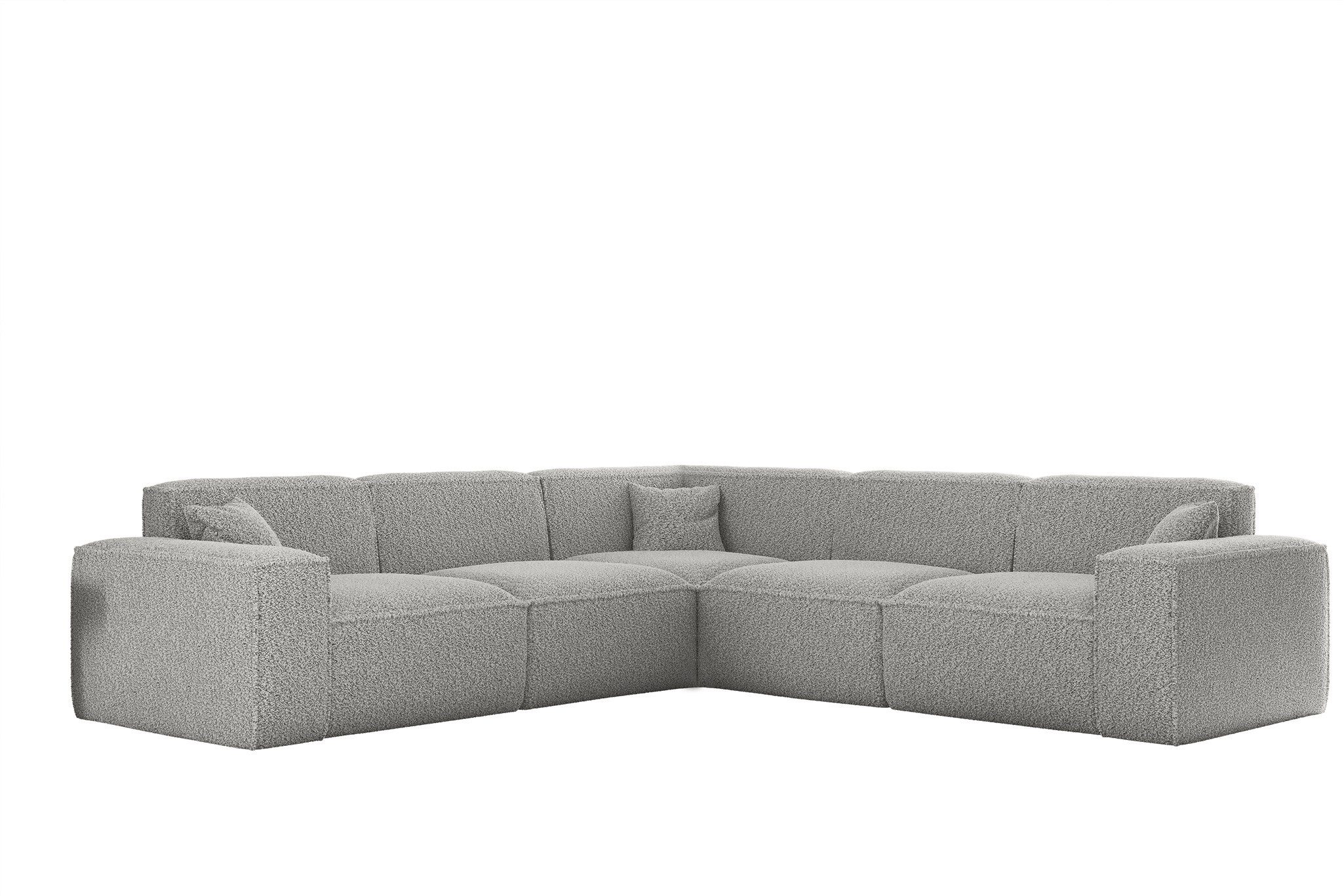 Fun Möbel Ecksofa Designersofa CELES PREMIUM Universal in Stoff Sven, Rundumbezug, inkl. 3 x Zierkissen