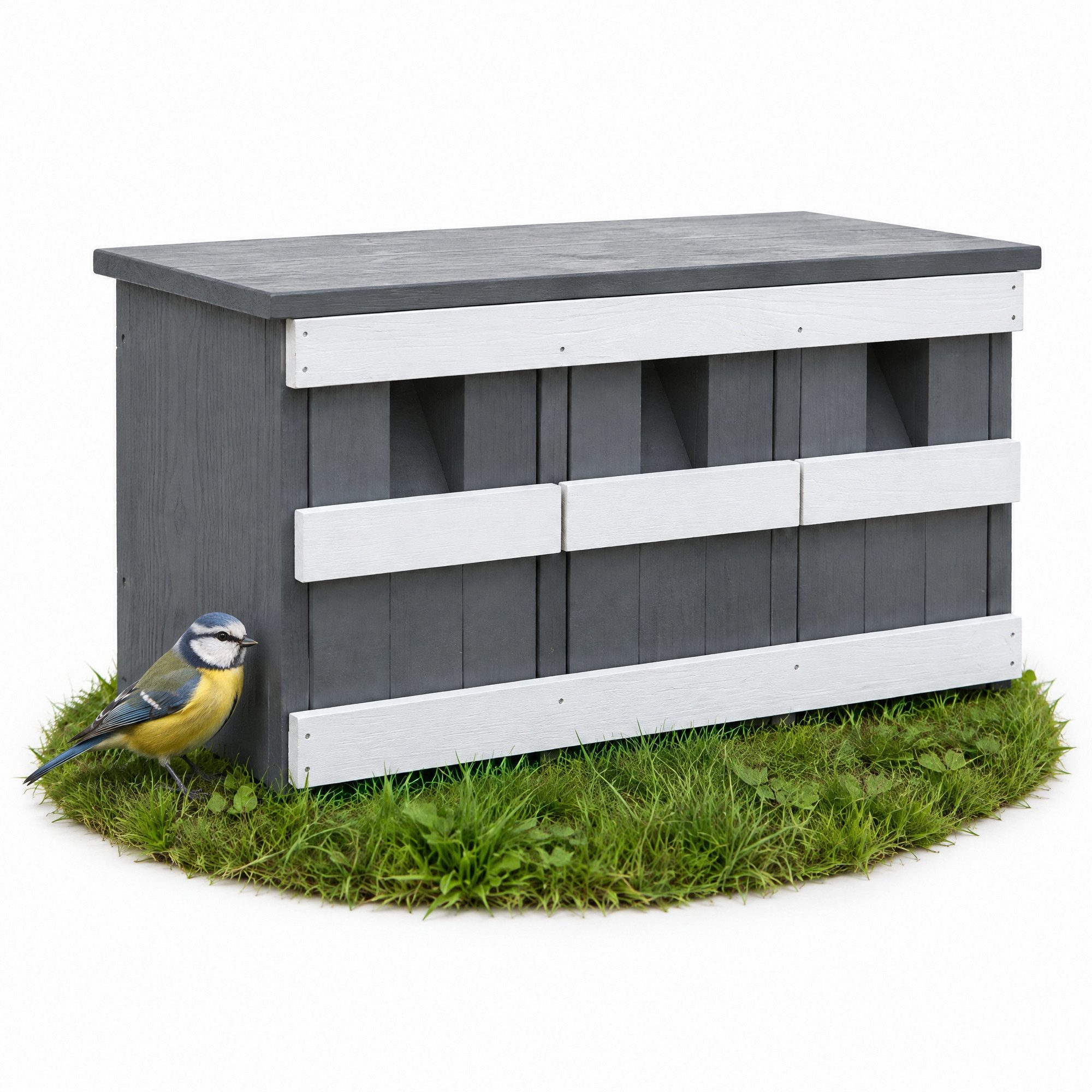 Melko Nistkasten Nisthöhle 3 Nistkammern Vogelhaus Spatzenhaus Spatzenvilla, drei getrennten Nistkammern, ideal zur gleichzeitigen Brut