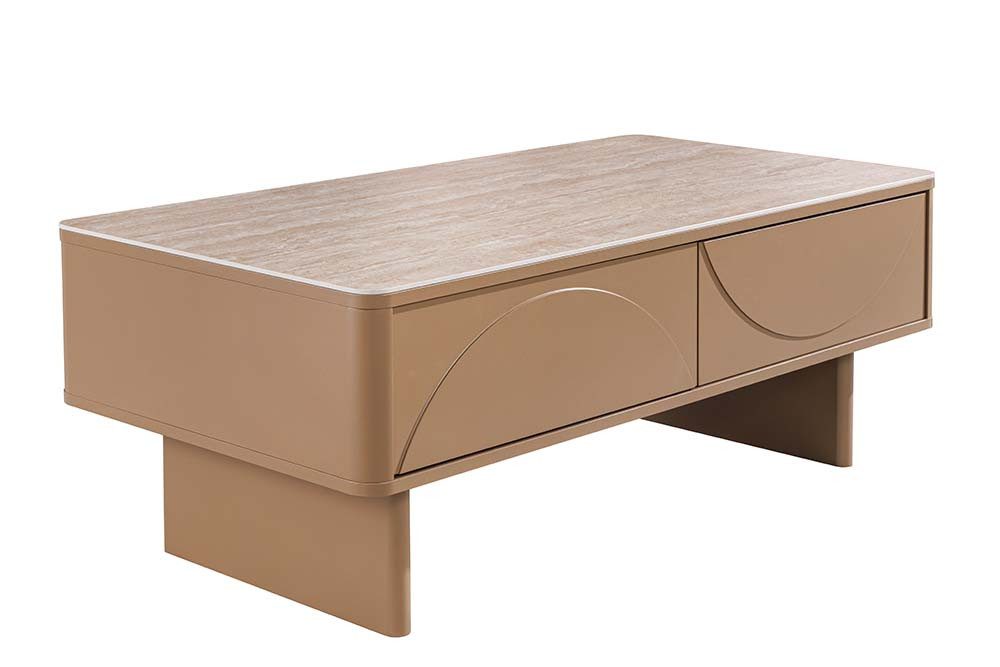 riess-ambiente Couchtisch SAVOY 120cm grau/beige/greige-Keramik, Travetin, Schubladen, Stauraum (Einzelartikel, 1-St), Zeitloser Couchtisch in Marmoroptik - ideal für Wohn- und Schlafzimmer