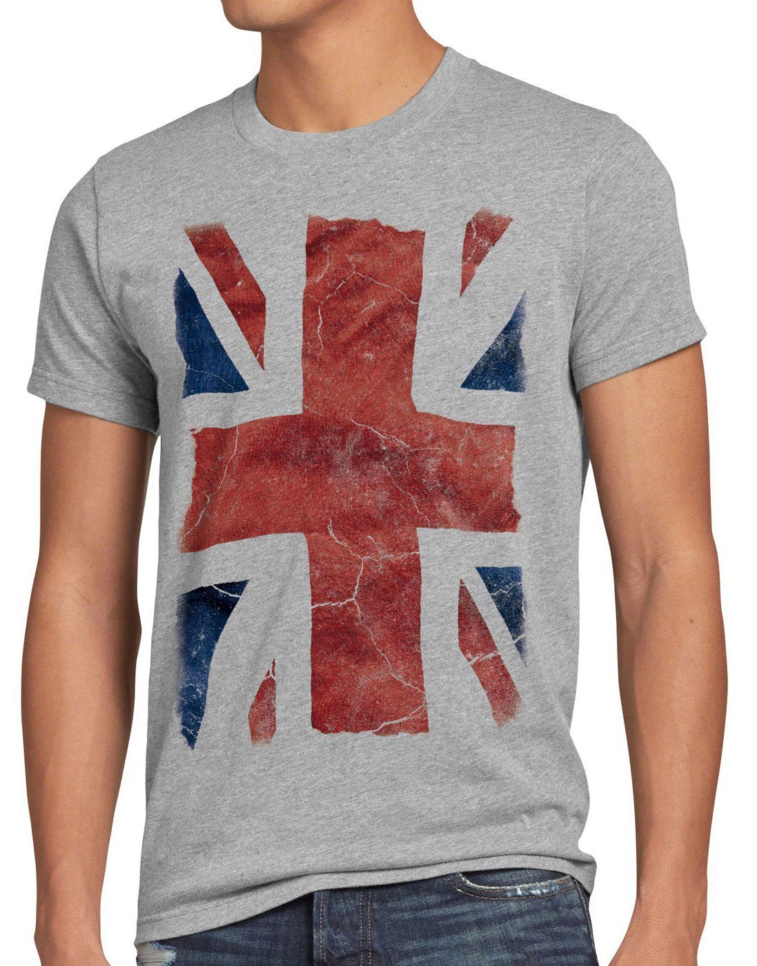 style3 Print-Shirt england london großbritannien grau Jack Union T-Shirt brexit Herren UK flagge meliert queen