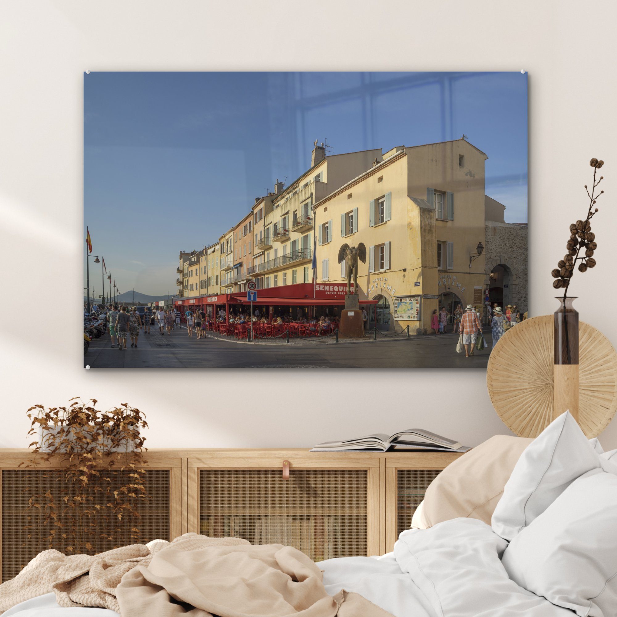Acrylglasbilder (1 & Schlafzimmer Saint-Tropez, Wohnzimmer den MuchoWow Straßen Restaurants Acrylglasbild St), in des französischen