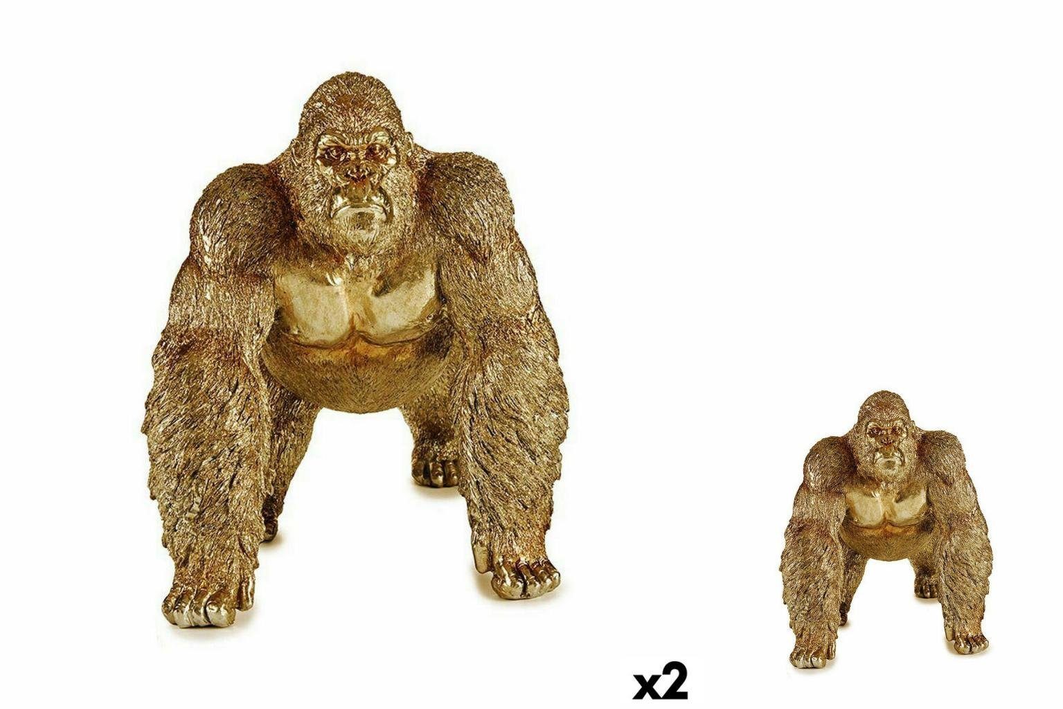 Gift Decor Dekoobjekt Deko-Figur Gorilla Gold 20 x 27,5 x 34 cm 2 Stück
