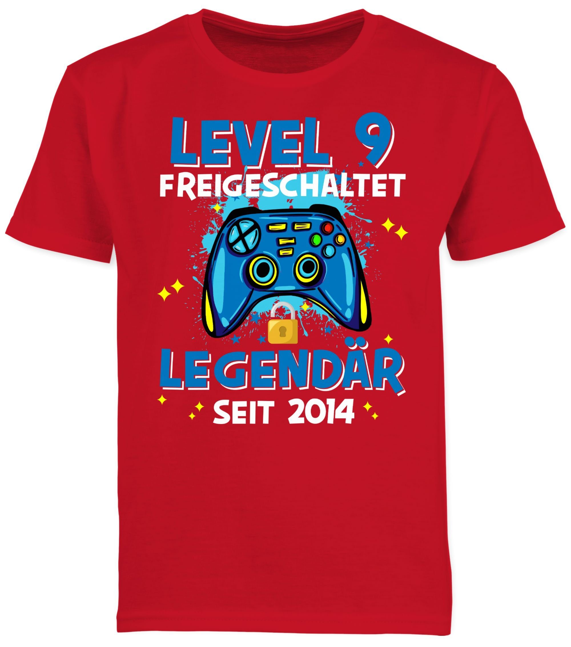 freigeschaltet T-Shirt 03 Rot 2014 Shirtracer Geburtstag 9 9. seit Level Legendär