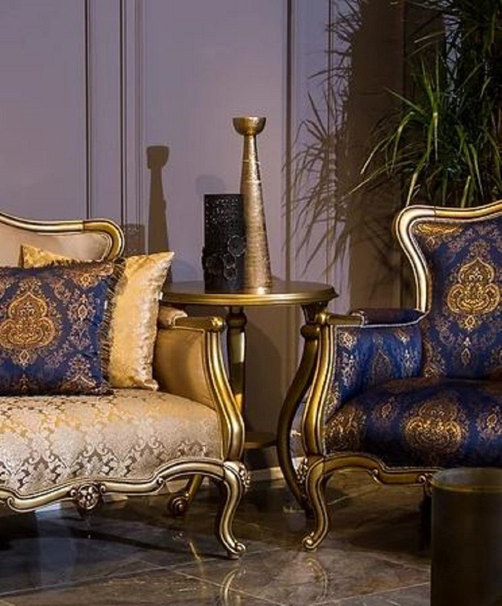 Runder Massivholz Gold Barock Padrino Barock Prunkvoll Tisch Beistelltisch Edel - Luxus Casa - Möbel & Beistelltisch im - Barockstil