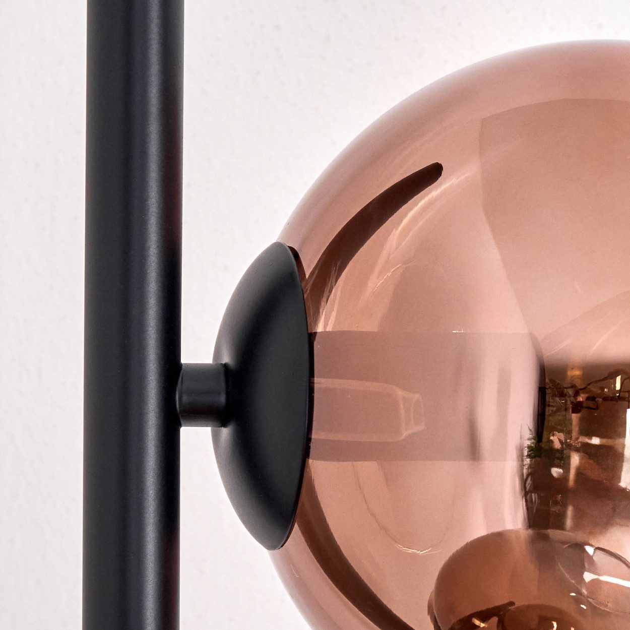 hofstein Stehlampe Stehlampe aus Metall/Glas in Schwarz/Kupfer, Retro/Vintage-Design, ohne Leuchtmittel, moderne Stehleuchte, Ø Schirme 15 cm, Fußschalter, 160 cm, E14