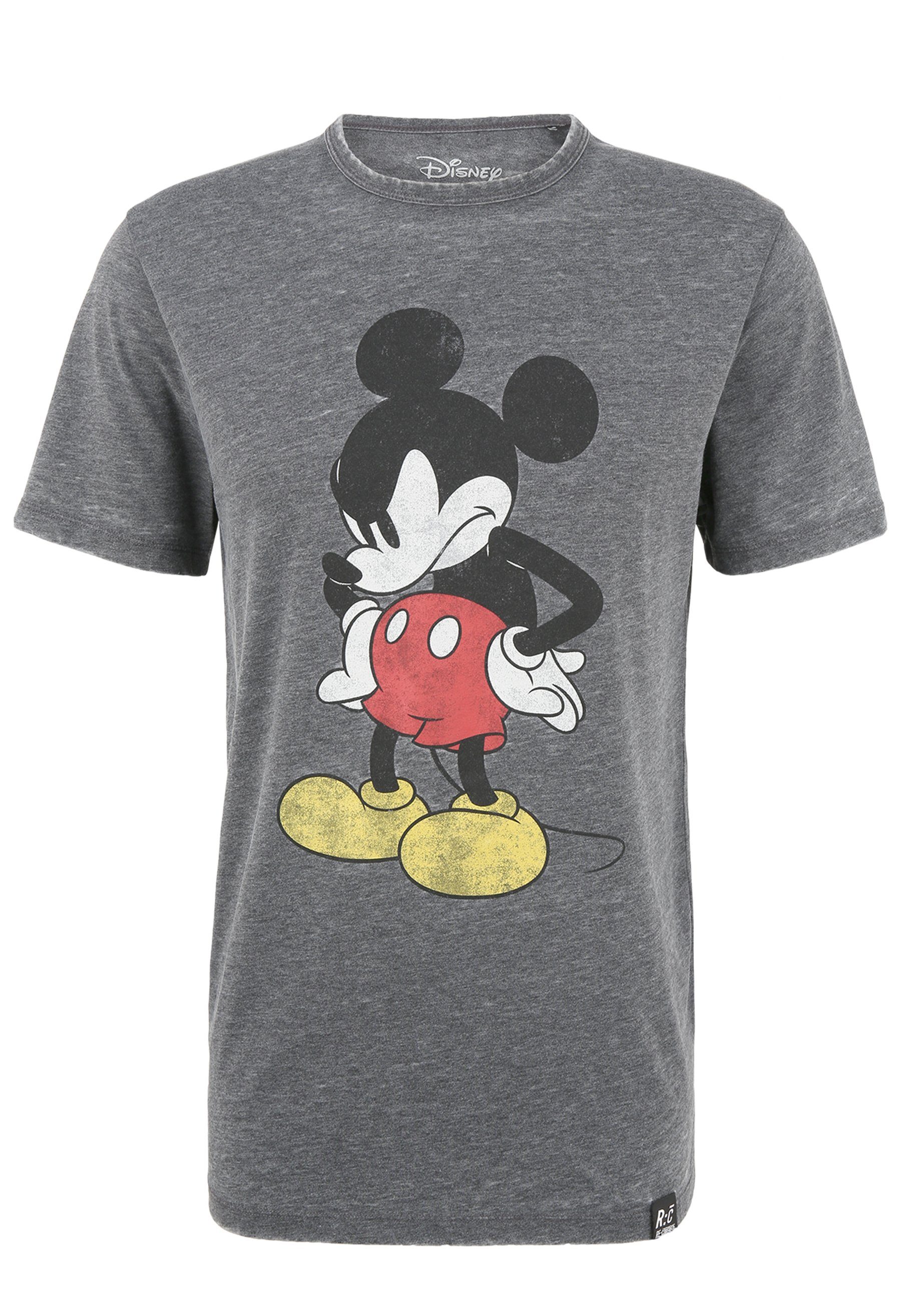 Recovered Bio-Baumwolle zertifizierte Disney dunkelgrau T-Shirt GOTS Mickey Madface Mouse