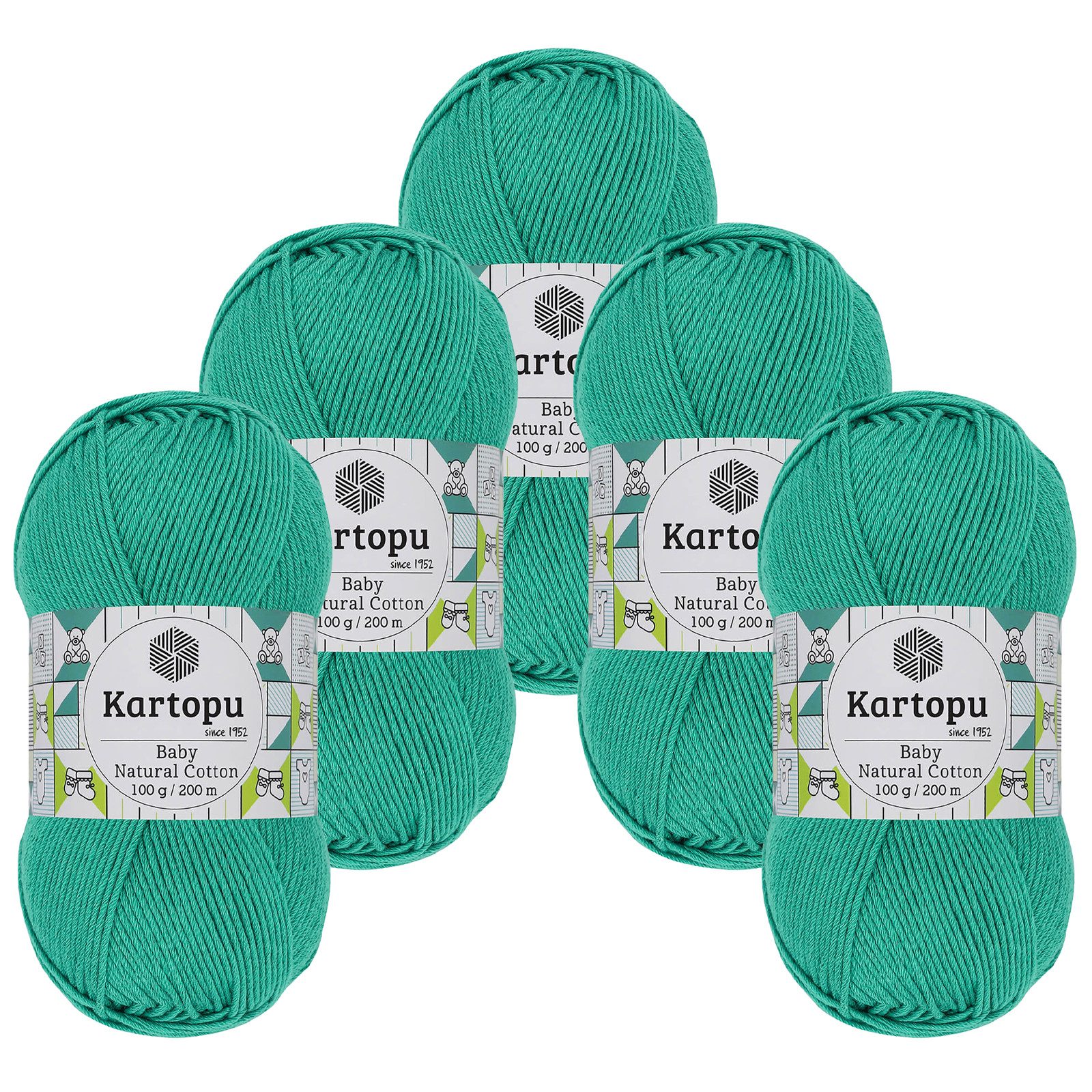 Kartopu 100g Kartopu Baby Natural Cotton Häkelwolle, 200 m, K418 seegrün