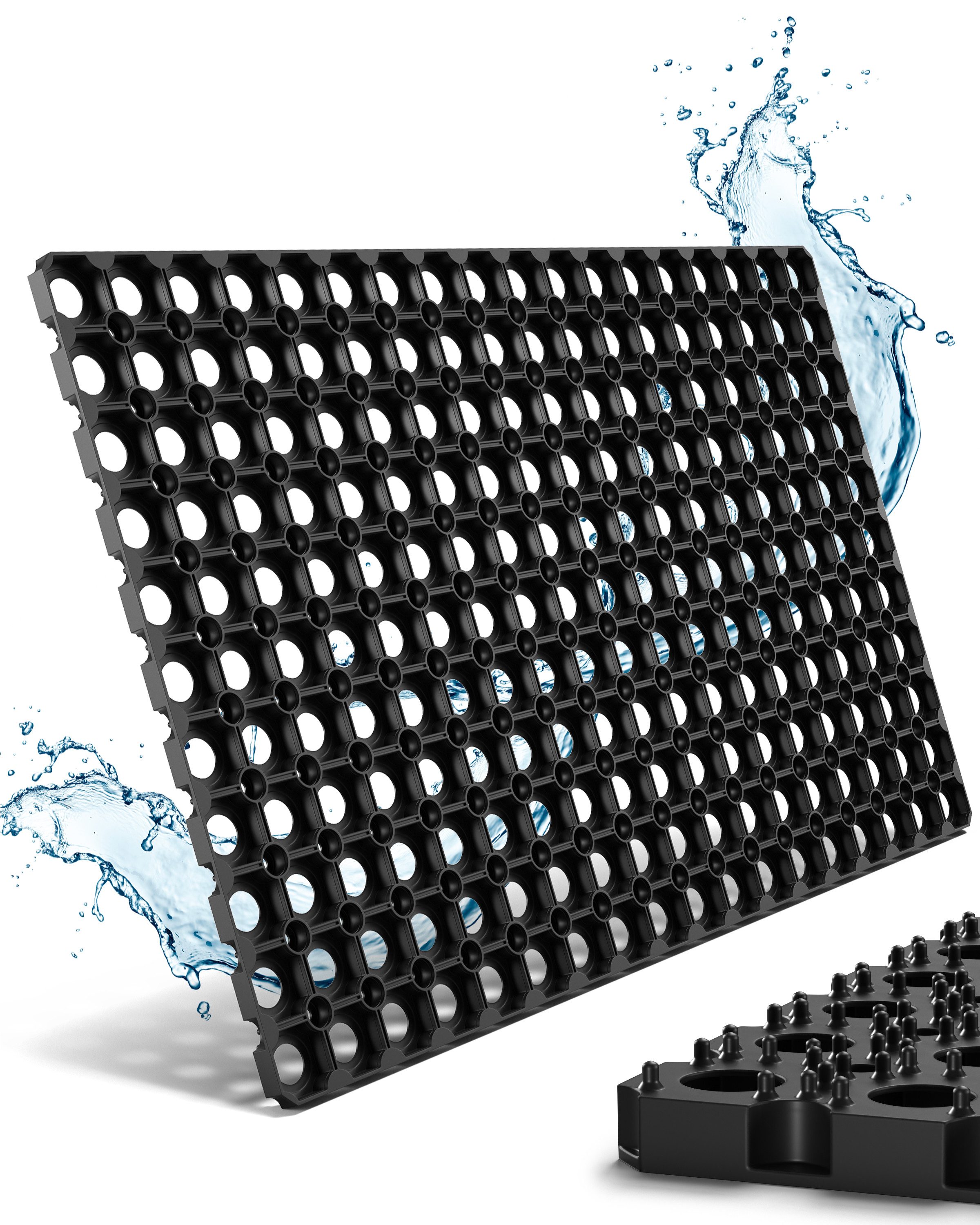 Entrando Fußmatte aus Gummi, Ringgummimatte, Rechteckig, Höhe: 22 mm, robust, rutschfest, pflegeleicht, wetterfest, belastbar, erweiterbar