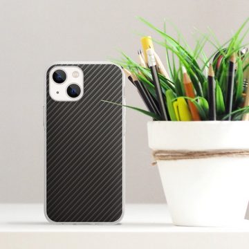 DeinDesign Handyhülle Metallic Look Muster Carbon Carbon, Apple iPhone 13 Mini Silikon Hülle Bumper Case Handy Schutzhülle