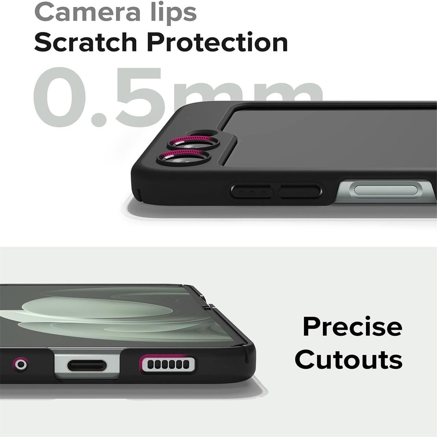 CoolGadget Handyhülle Black Series Handy Hülle für Samsung Galaxy Z Flip 5 6,7 Zoll, Edle Silikon Schlicht Robust Schutzhülle für Galaxy Z Flip 5 Hülle