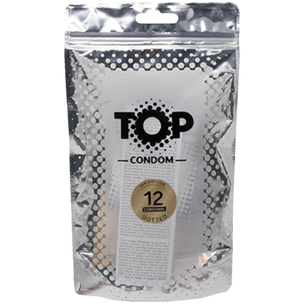 TOP Condoms Kondome DotCom (Super Dot) Beutel mit, 12 St., Noppenkondome, Kondome mit parallelen Noppen