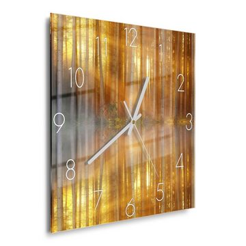 DEQORI Wanduhr 'Waldspiegelung am See' (Glas Glasuhr modern Wand Uhr Design Küchenuhr)