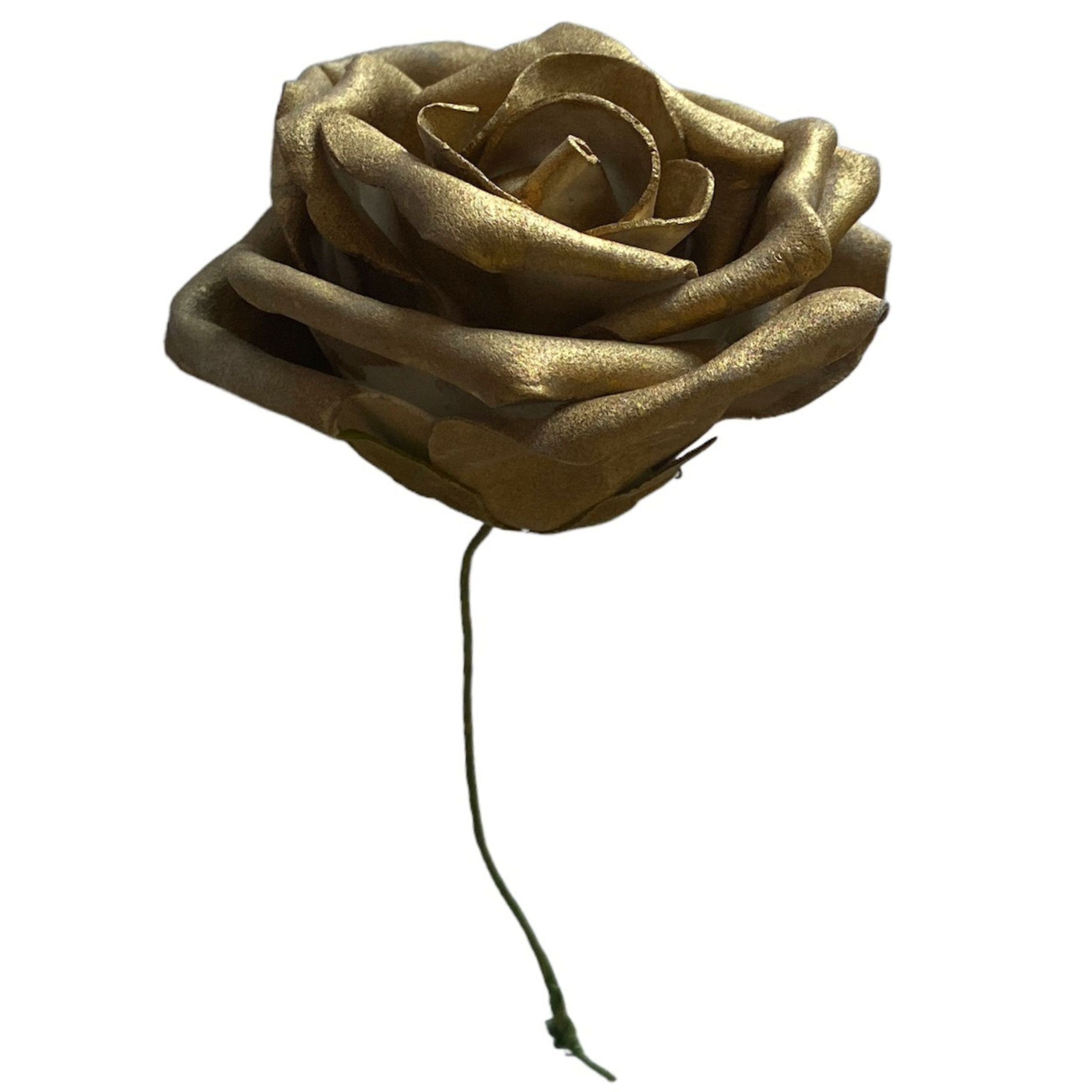Thumbnail - DekoTown Streudeko Rosen Moos Foam Gold 10,5 cm, 8 St. Basteln Blume Rose