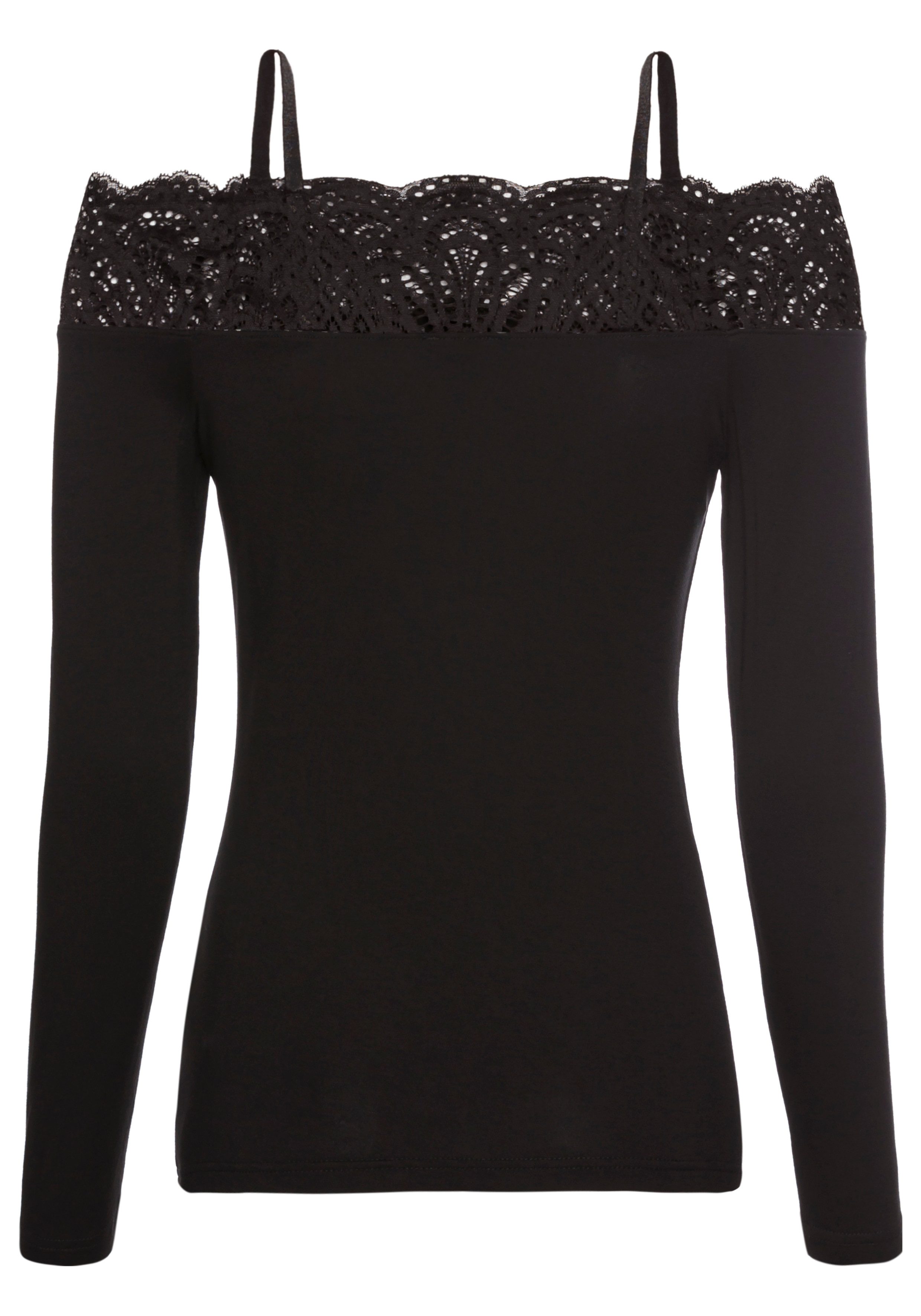Laura Scott Spitzenshirt mit modischem Carmenausschnitt