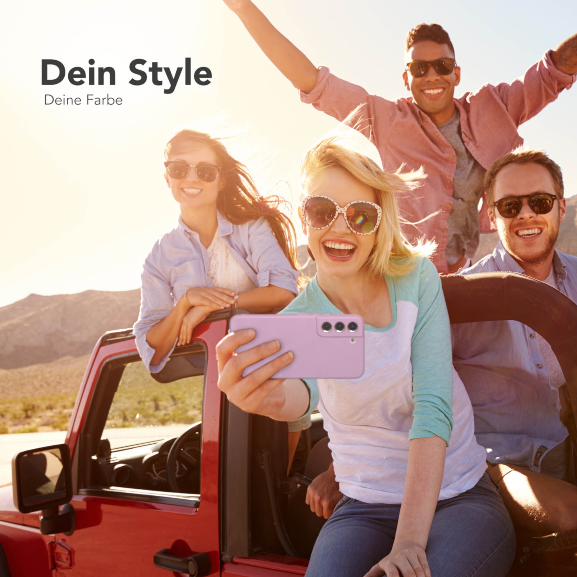 EAZY CASE Handyhülle für Samsung Galaxy S22 5G Hülle Silikon 6,1 Zoll, Hülle mit Kameraschutz handycover Soft Smart Slimcover Lila / Flieder