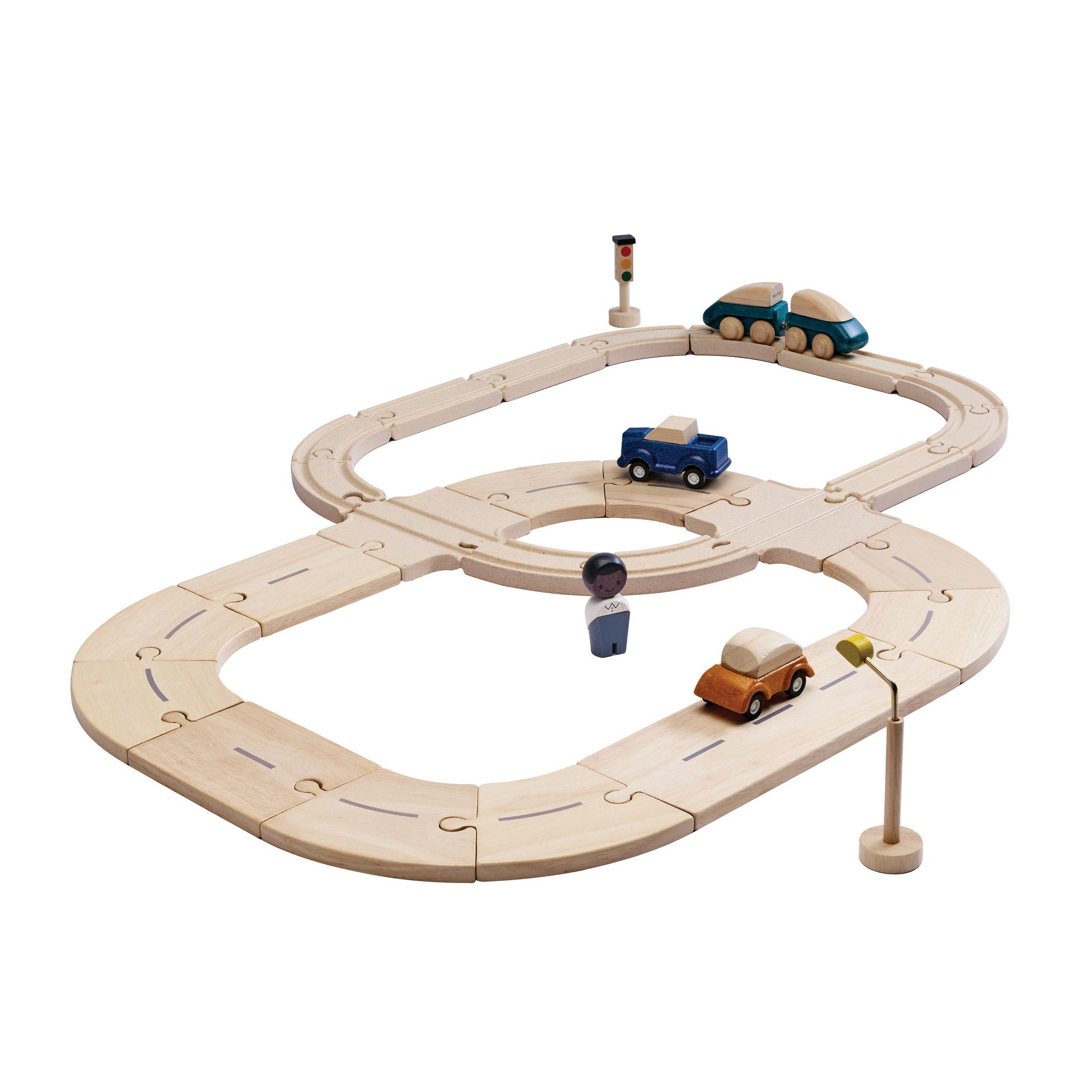 Plantoys Spielzeug-Zug PlanToys- Mein Erstes Schienen- & Straßenset - ab 3 Jahre, (Komplettset, 31-tlg)