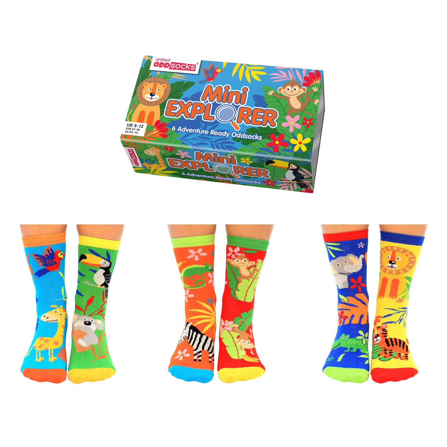 Freizeitsocken Mini Explorer Abenteuer Oddsocks Socken in 27-30,5 im 6er Set