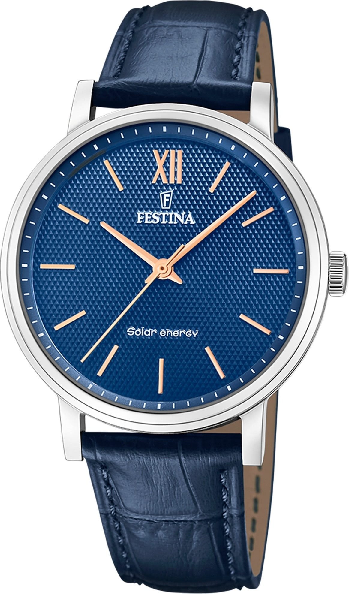 Festina Solaruhr Festina Herrenuhr Leder blau Festina, (Solaruhr), Herren Solaruhr rund, Lederarmband blau, Luxus