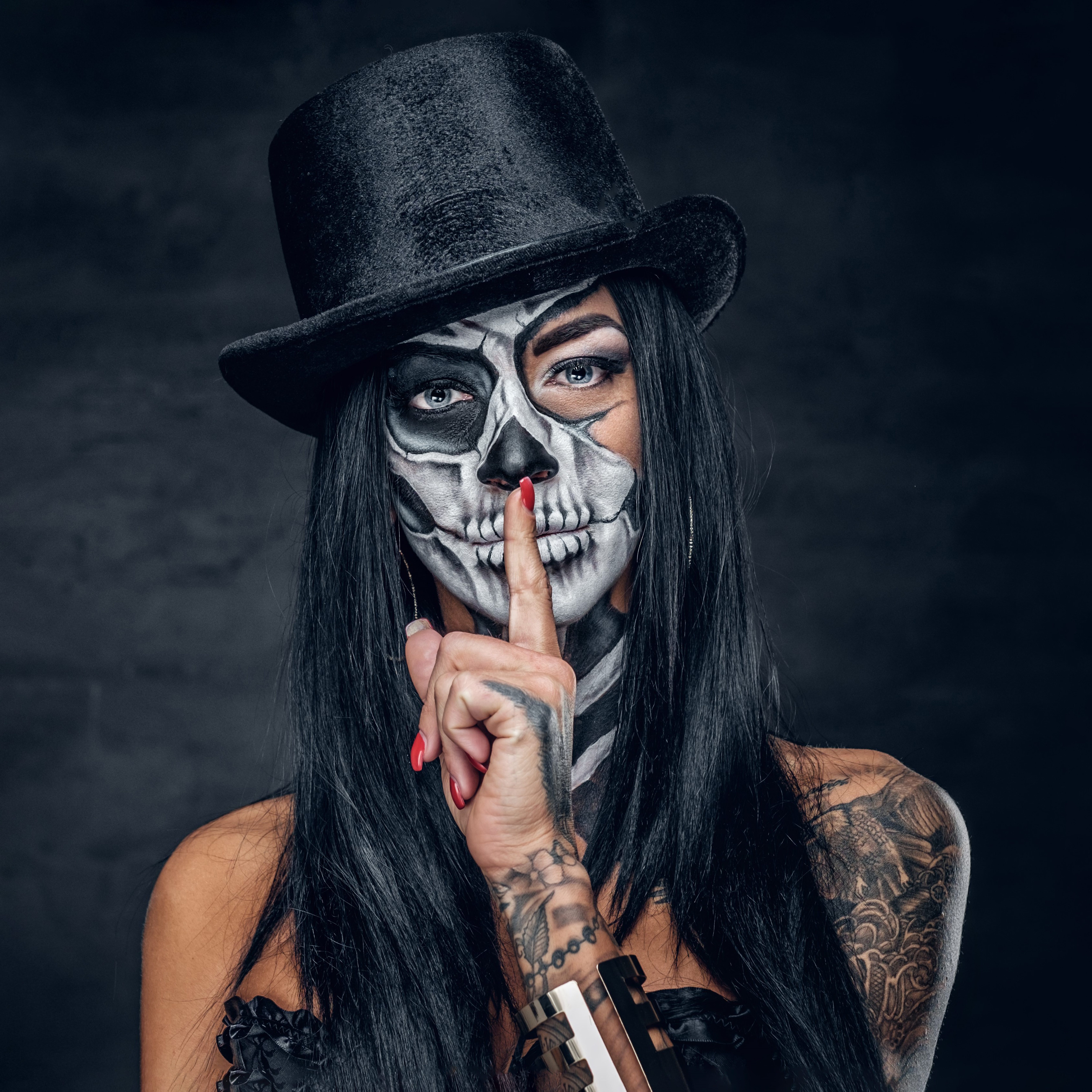 Affengeilebilder Leinwandbild La Catrina - No Talk auf Keilrahmen gespannt, (1 St), Kunstdruck Wandbild Bild in verschiedenen Formaten
