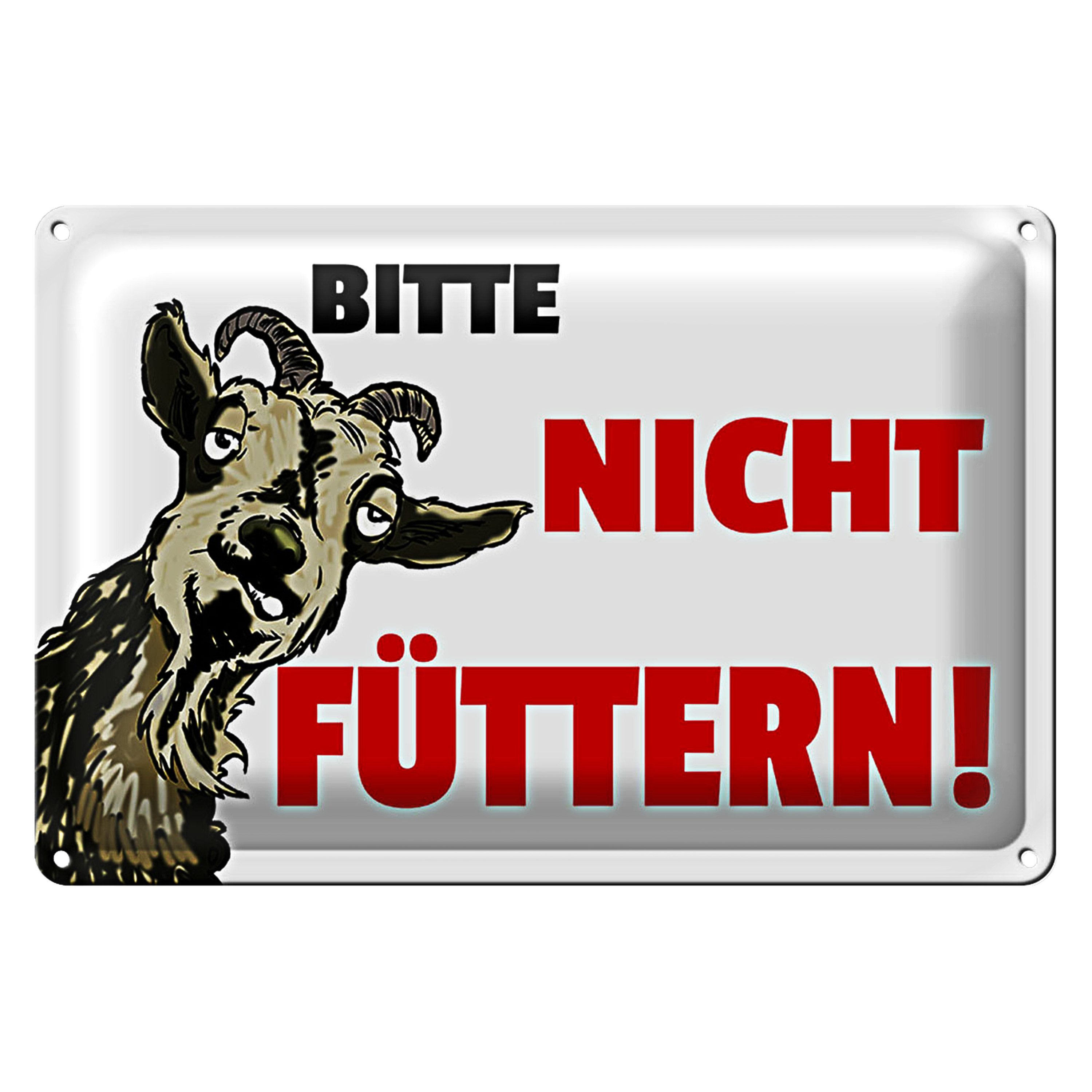 Metallschild Hinweis 12x18cm Tiere bitte nicht füttern Ziege