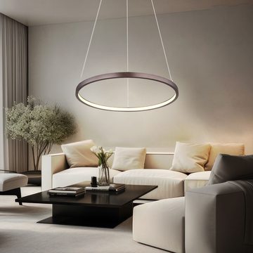 Globo LED Pendelleuchte, LED-Leuchtmittel fest verbaut, Warmweiß, LED Hängeleuchte Wohnzimmerlampe Metall kaffeefarben Höhenverstellbar