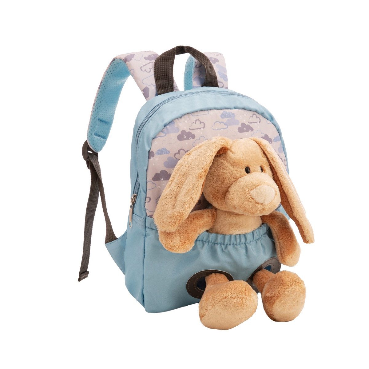 Nici Kinderrucksack NICI Rucksack mit Plüschtier Hase hellblau 21x26cm