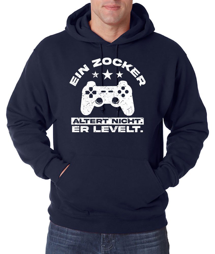 Youth Designz Kapuzenpullover Ein Zocker altert nicht, er LEVELT! Herren Hoodie Pullover mit Controller Frontprint