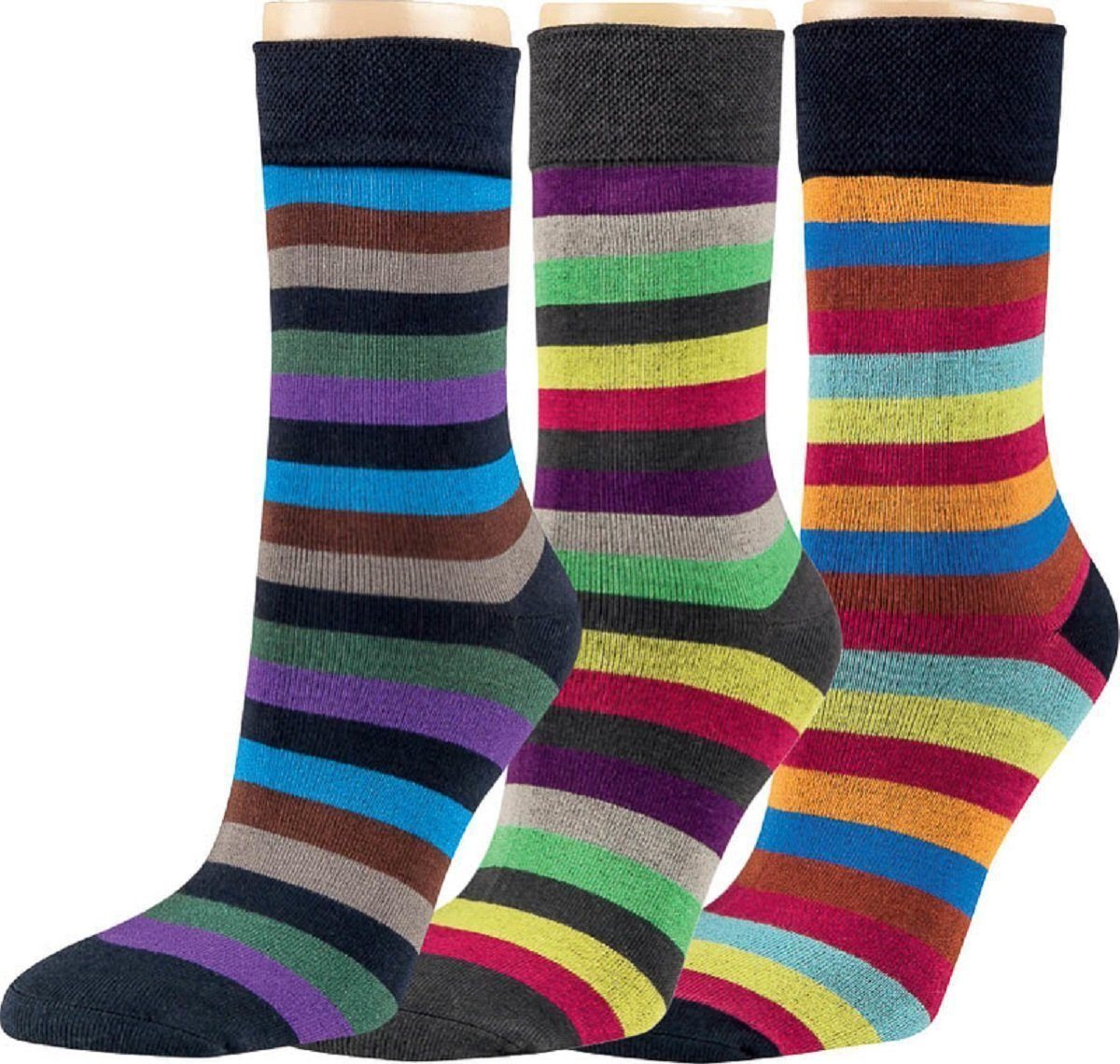 RS Harmony Freizeitsocken Bambus Socken farbige Streifen RS Harmony (3-er B günstig online kaufen