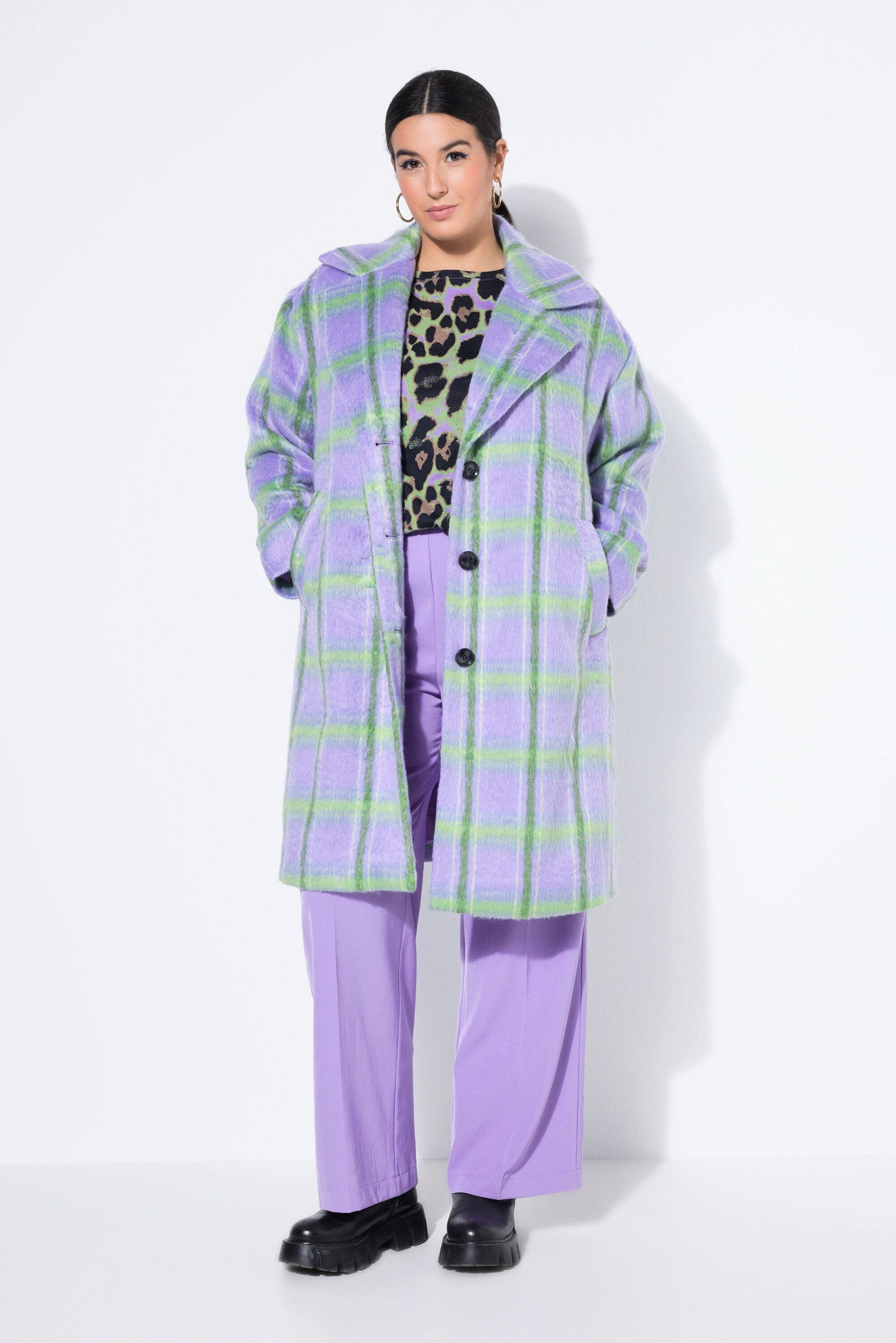 Studio Untold Wintermantel Karo-Mantel oversized Reverskragen Langarm