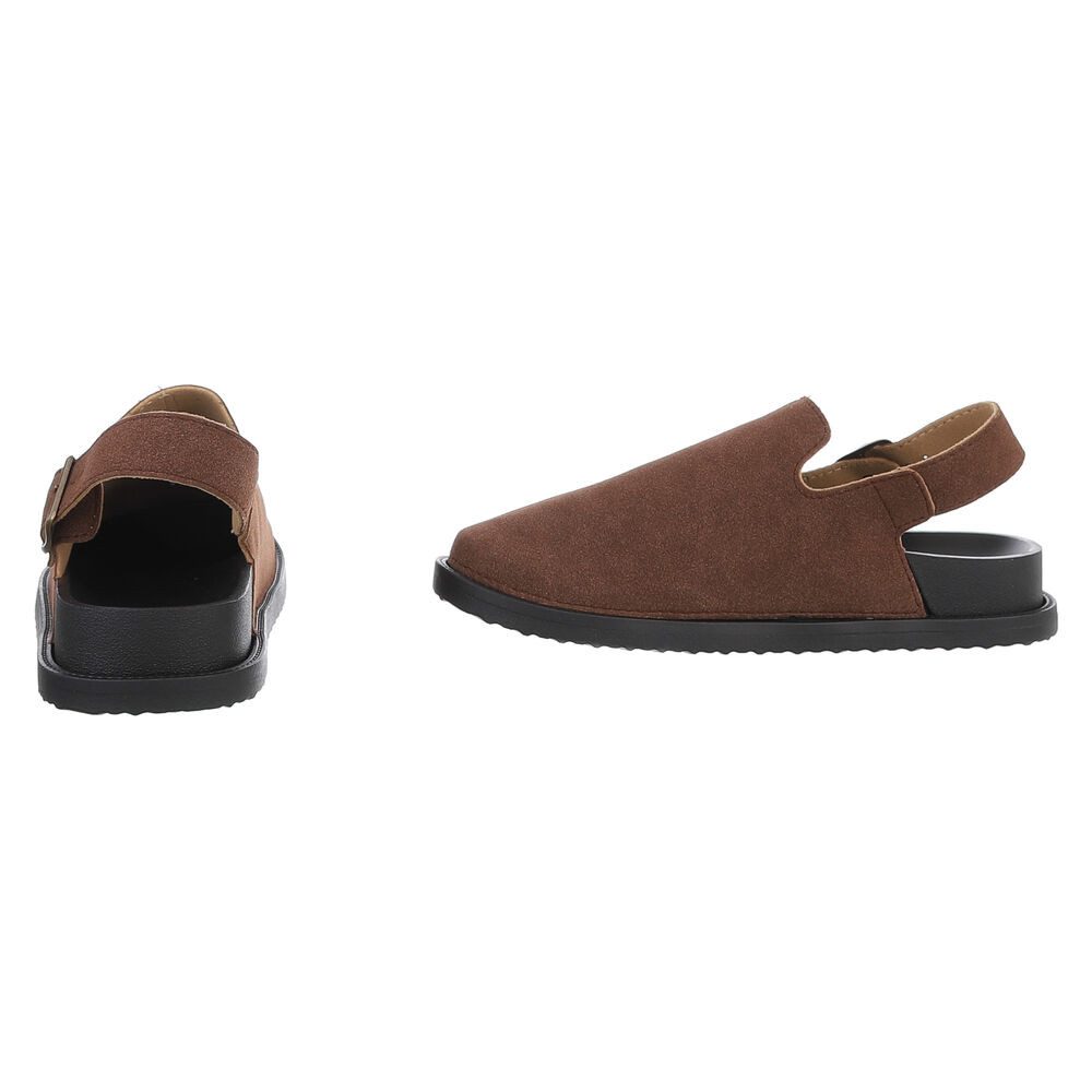 Ital-Design Damen Mules Freizeit Riemchensandalette (88828384) Flach Riemchensandalen in Braun – Bild 5 von 5