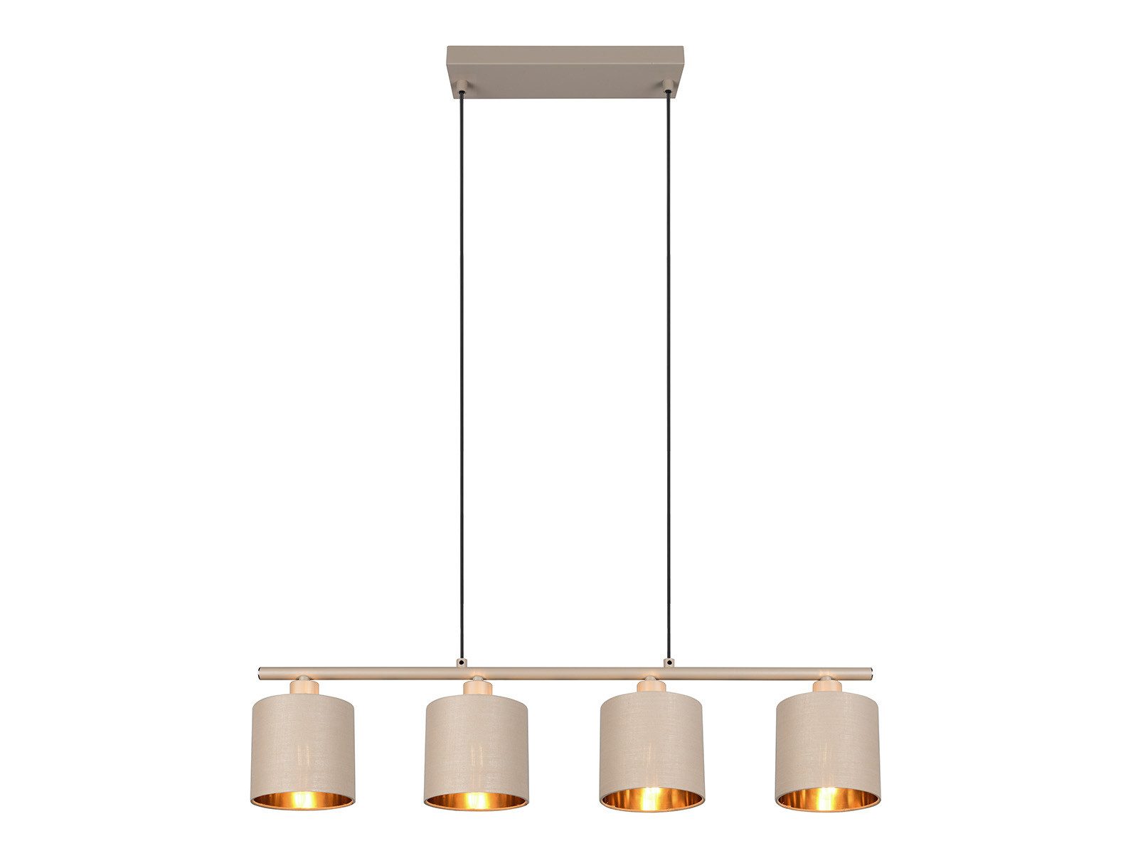 Reality Leuchten LED Pendelleuchte Stoffschirm Beige Gold, Breite 75cm, dimmbar, LED wechselbar, Warmweiß, mehrflammig, Esstisch-Lampe hängend, Esszimmerlampe inkl. E14 LEDs